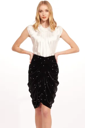 Modern Movement Serenity Skirt ?C Black Velvet Pearl Daily Fashion Quilted Texture Serenity Skirt ?C Black Velvet Pearl