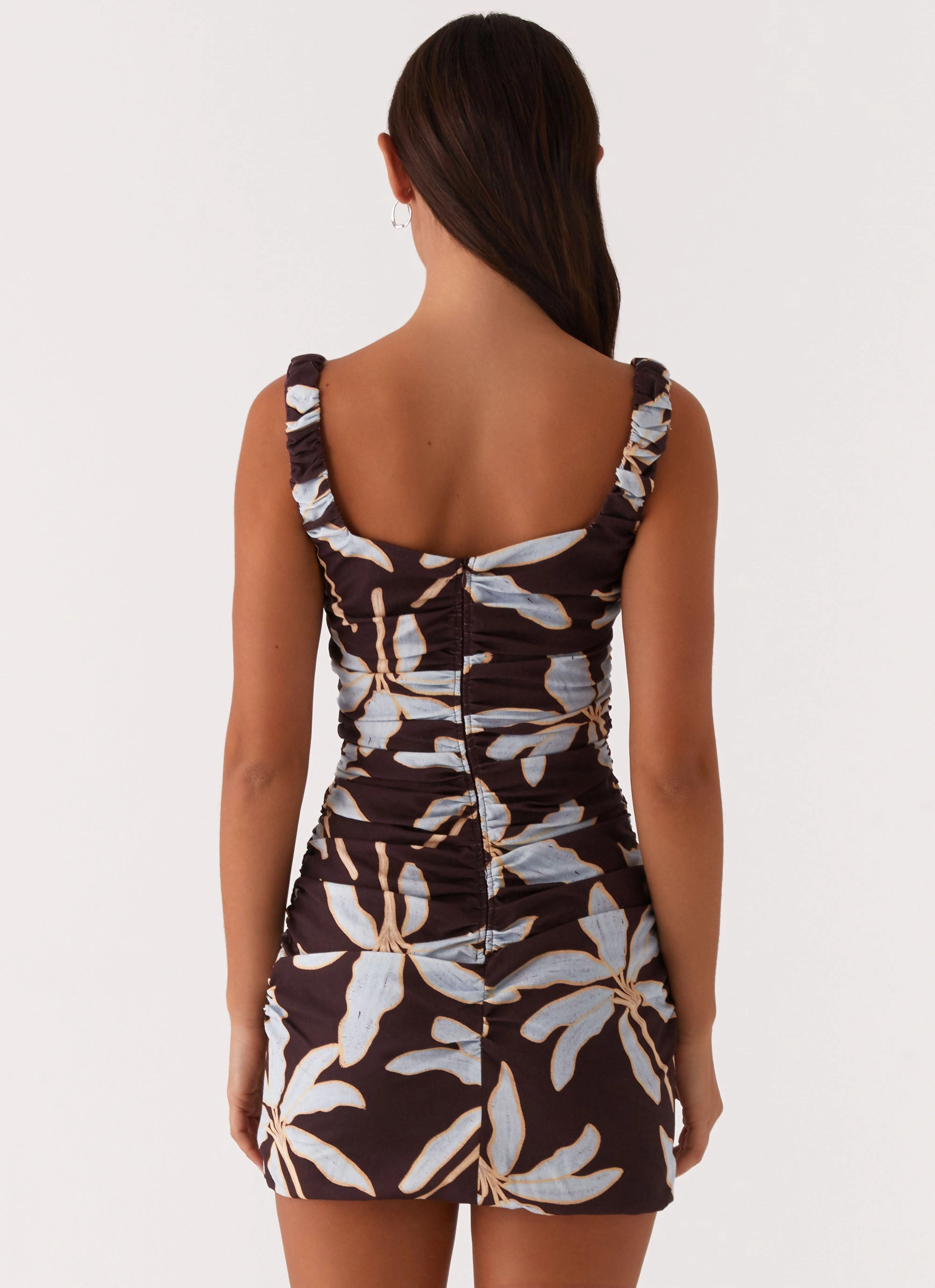 Sweet Melody Ruched Mini Dress - Opulent Brown Effortless Layering