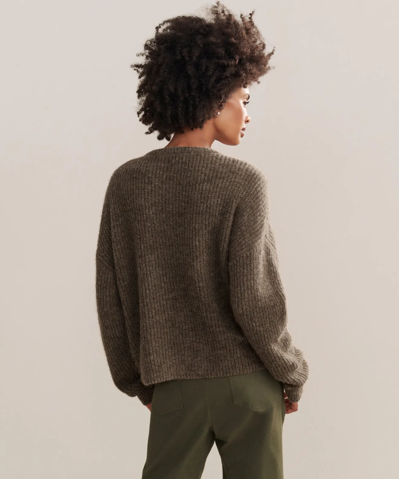 Foldable Cuff Design Hayes Crewneck Cardigan