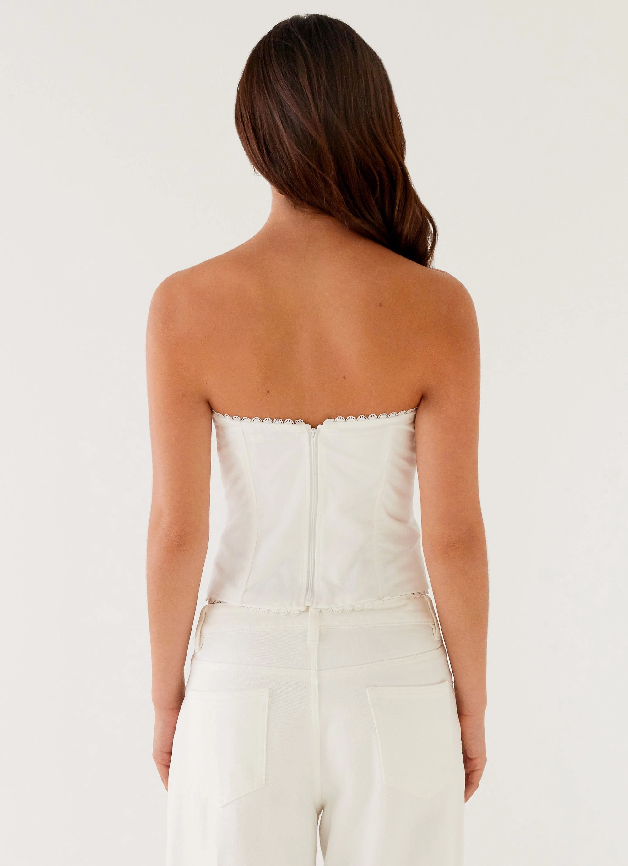 Tory Bustier Top - Ivory Airflow Mesh Panel
