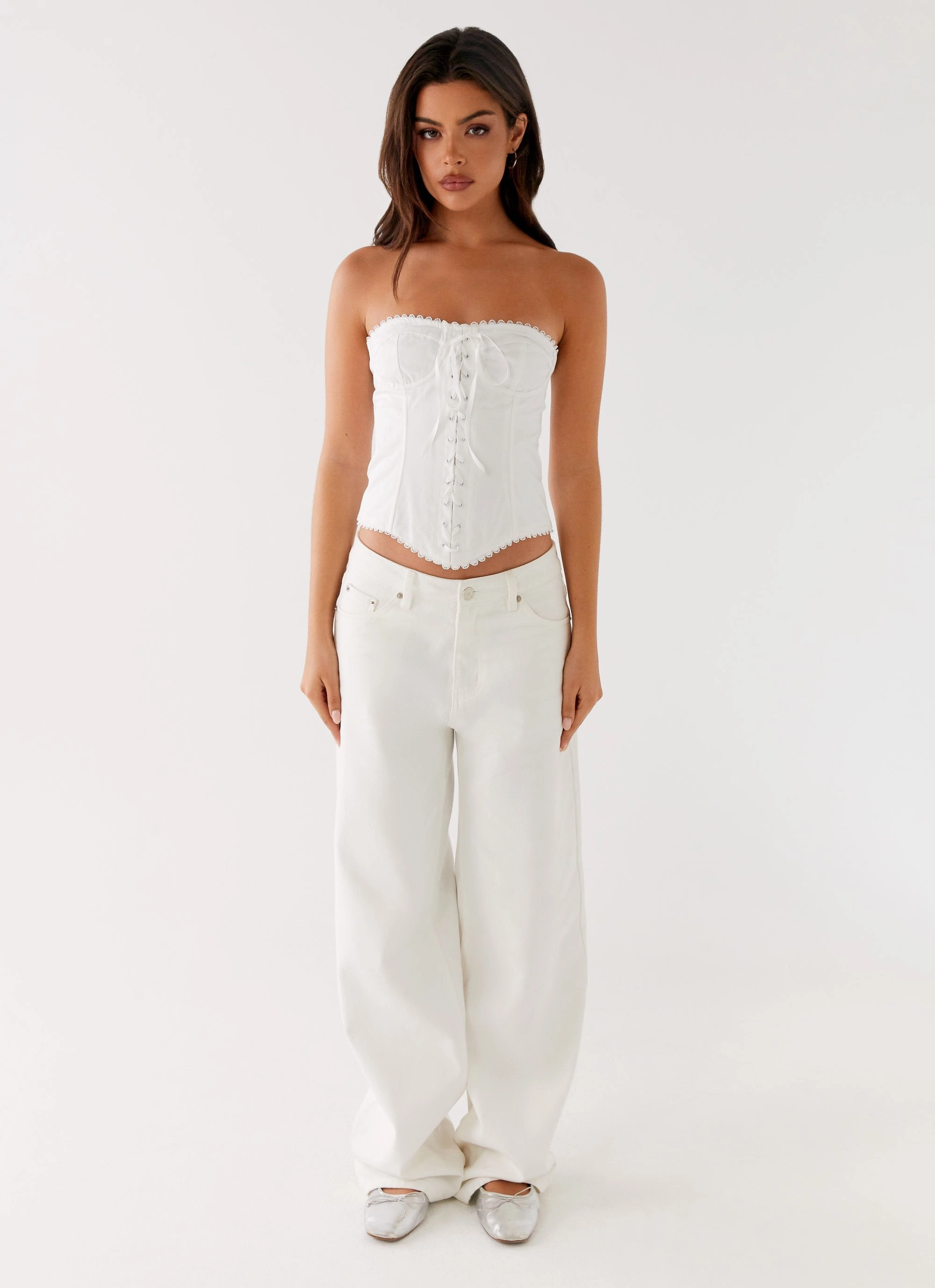 Tory Bustier Top - Ivory Breathable Microfiber