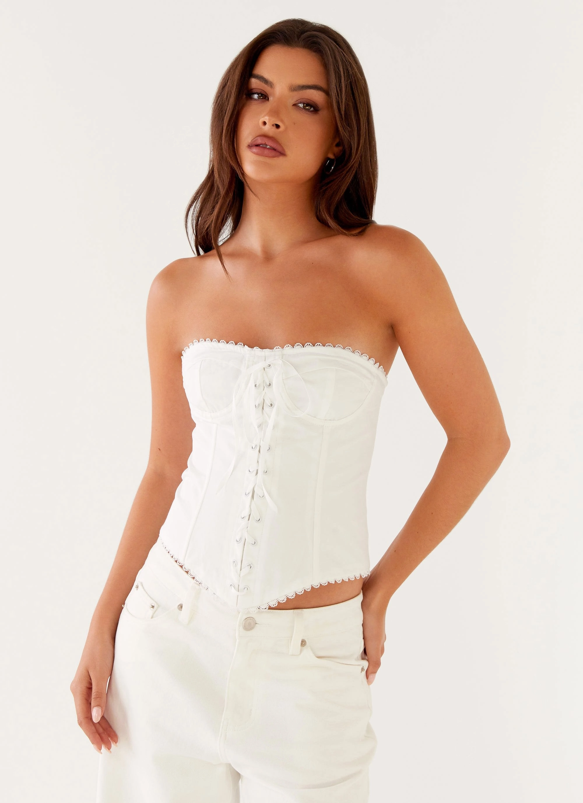 Tory Bustier Top - Ivory Taped Neckline StretchFit