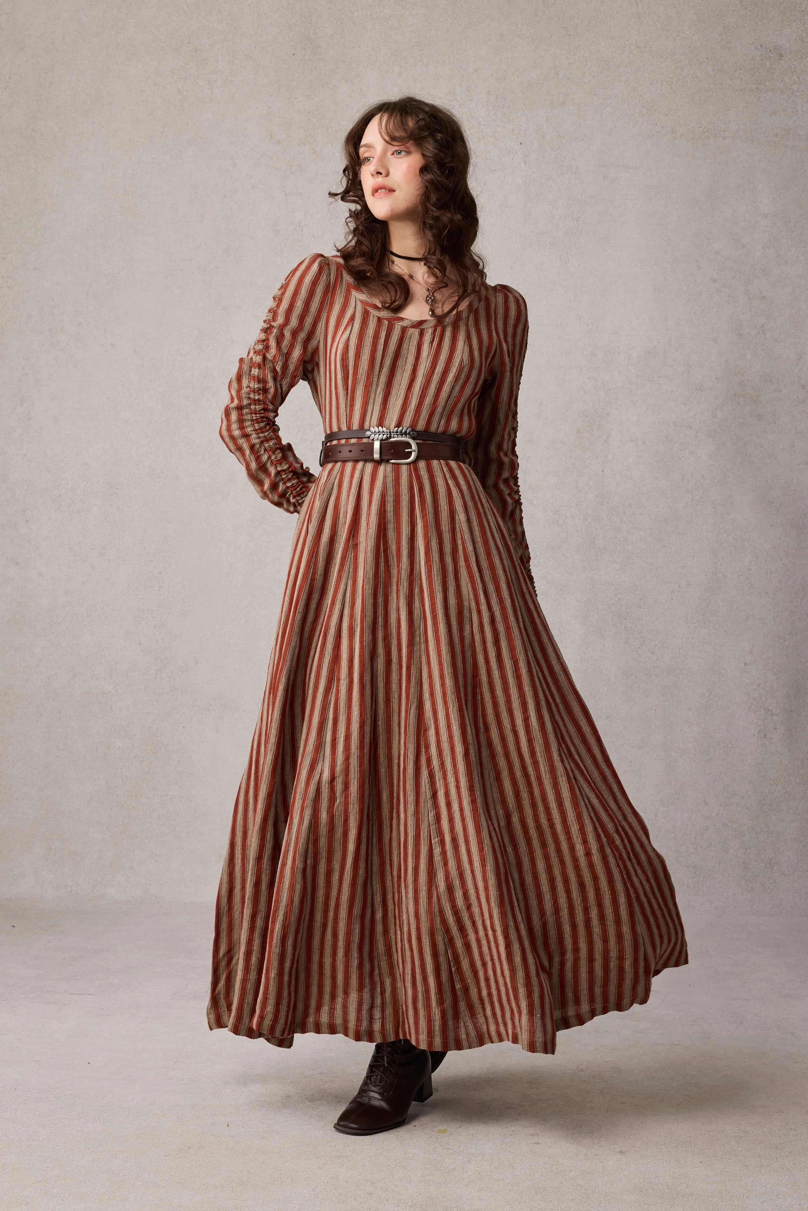 Hypoallergenic Fabric Blend Crystal 17 | Victorian maxi linen dress