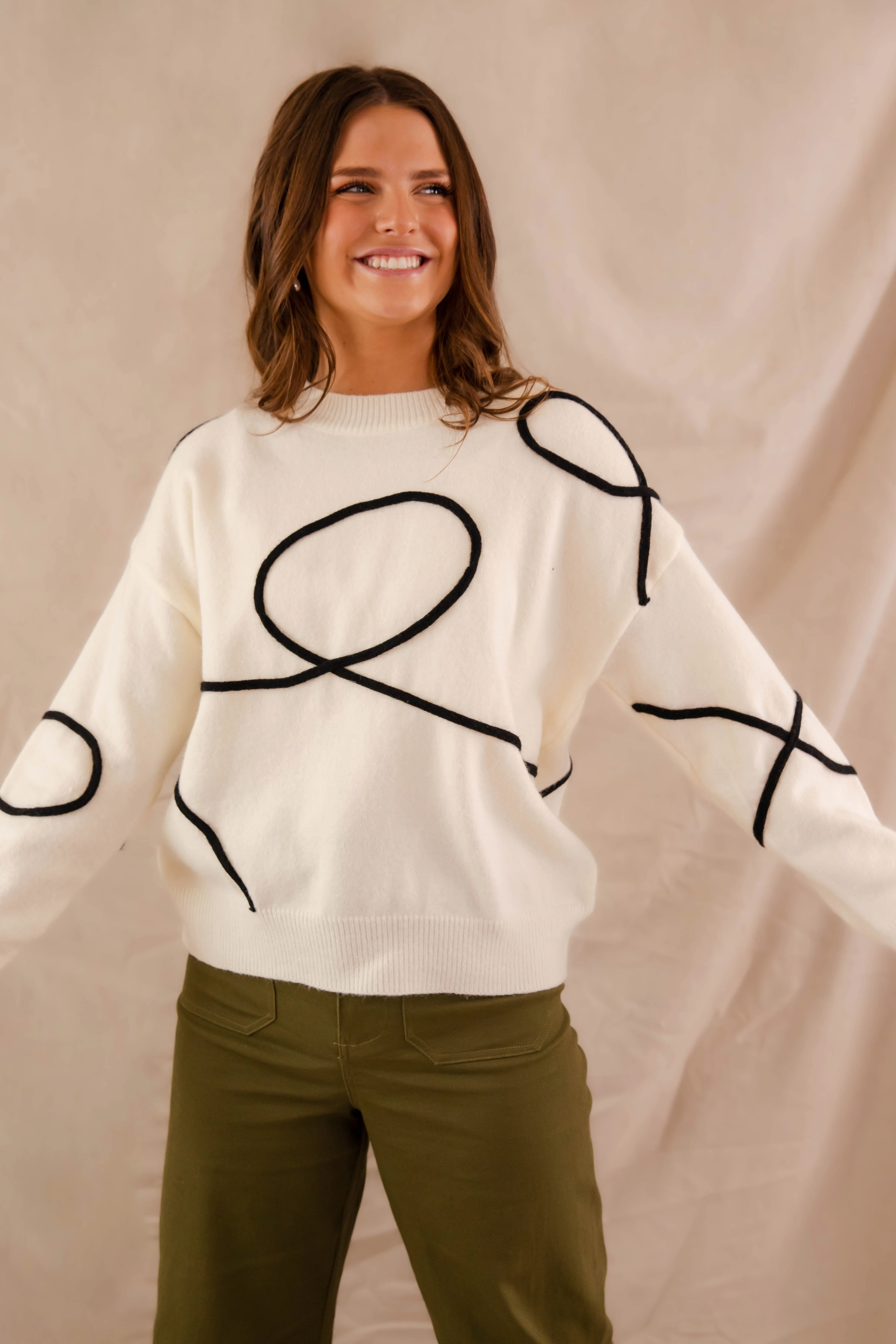 NonRestrictiveCut BondedEdges Back And Forth Sweater