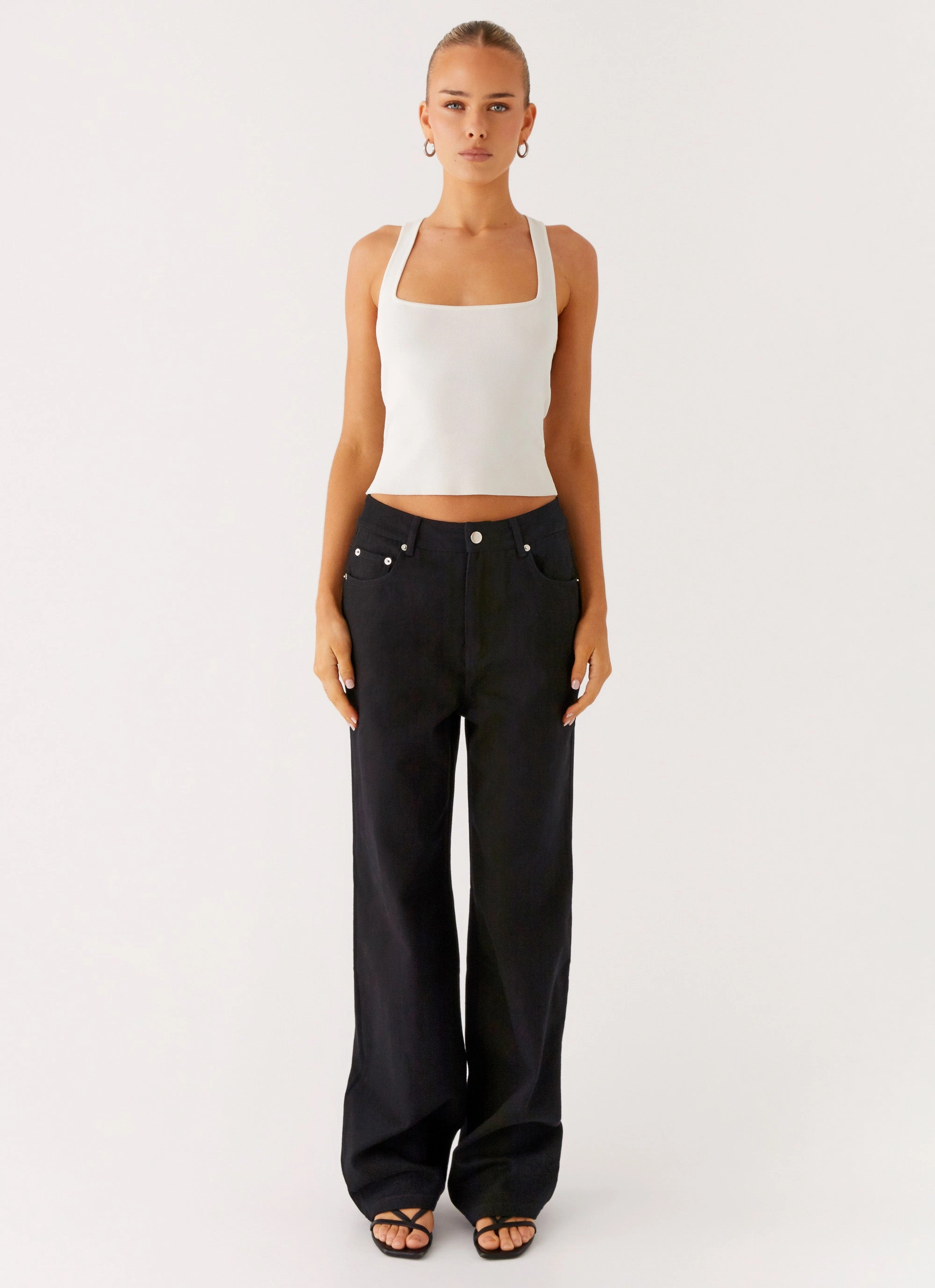 Durable Activewear Minimal Waist Back Again Straight Leg Denim Jeans - Black