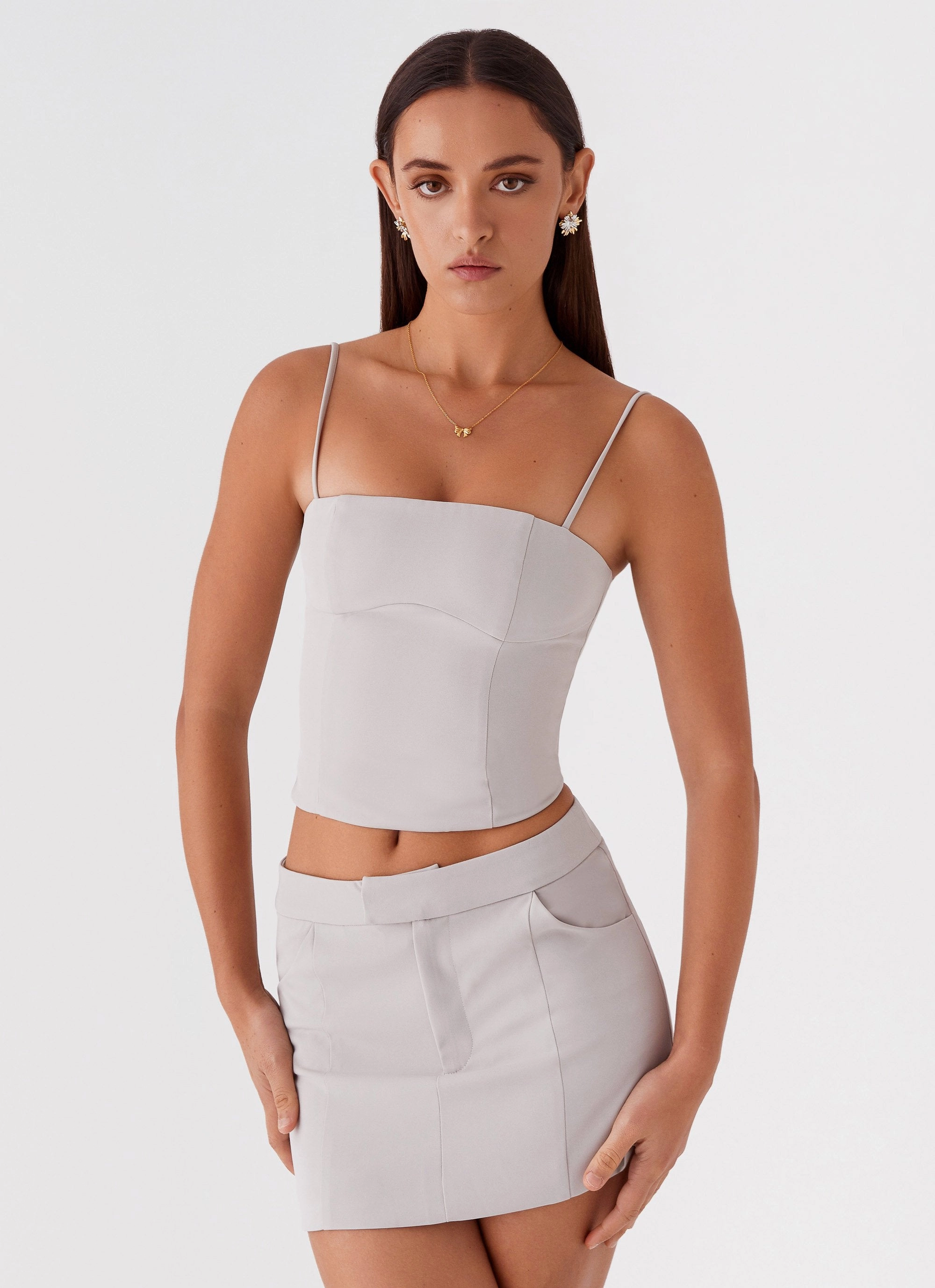 Eliana Crop Top - Grey AbrasionResistant Finish