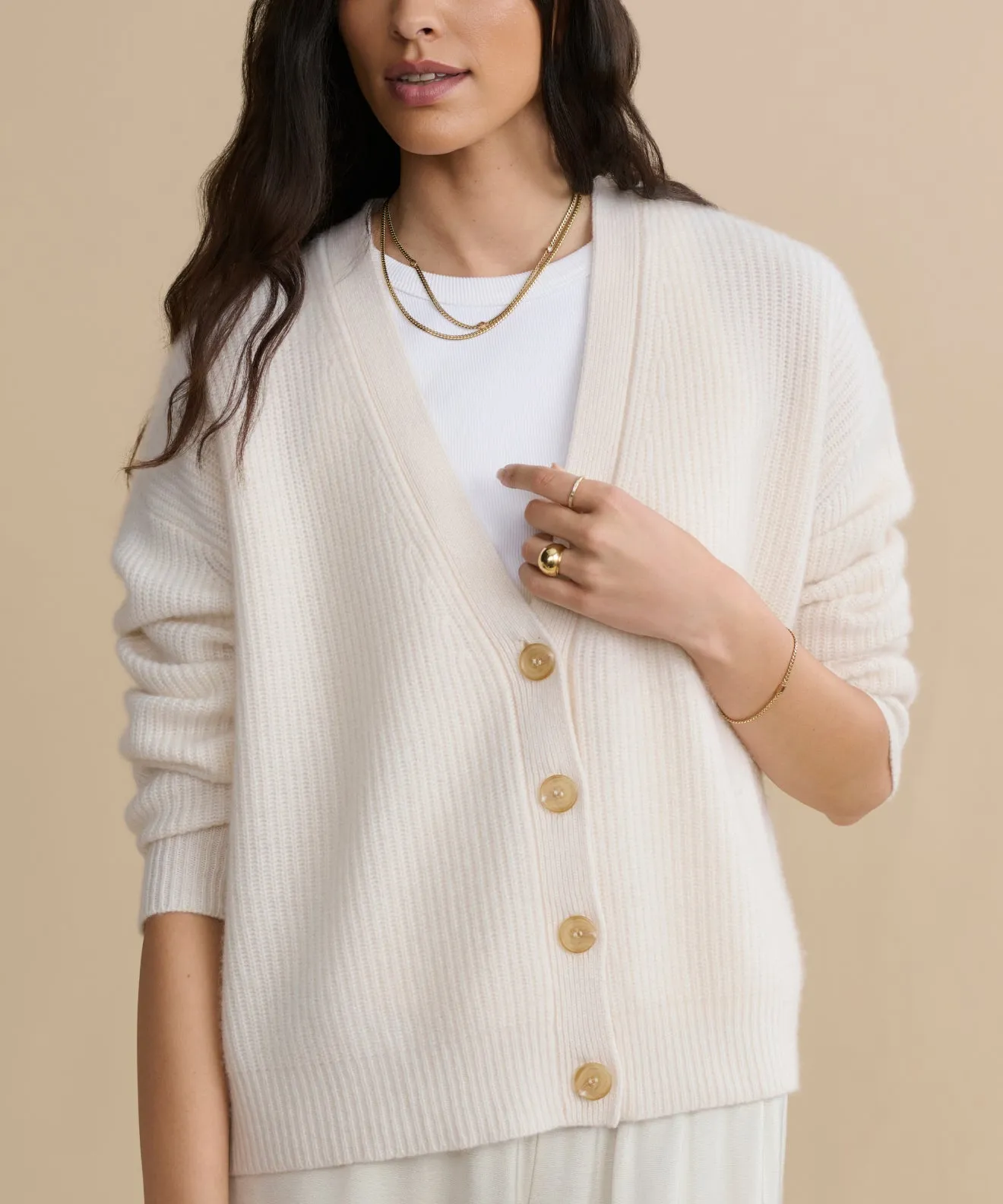 Cropped Cashmere Cocoon Cardigan Ergonomic Cut Quick Release Buttons