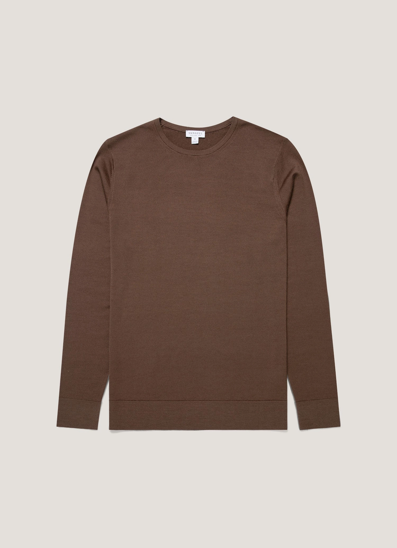 Men's Extra-Fine Merino Crew Neck in Bark Simple Look