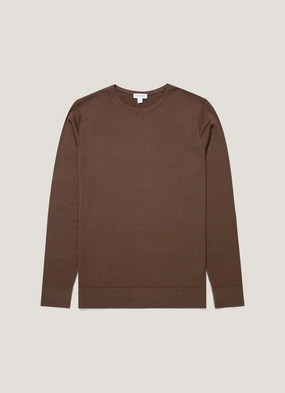 MoistureWicking Men's Extra-Fine Merino Crew Neck in Bark Men's Extra-Fine Merino Crew Neck in Bark Simple Look