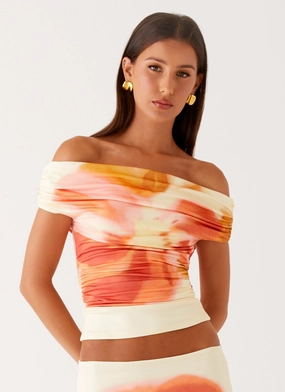 Moka Off Shoulder Top - Mimosa Blossom Perfect Fit Moka Off Shoulder Top - Mimosa Blossom StainResistantFinish MultipanelLayout
