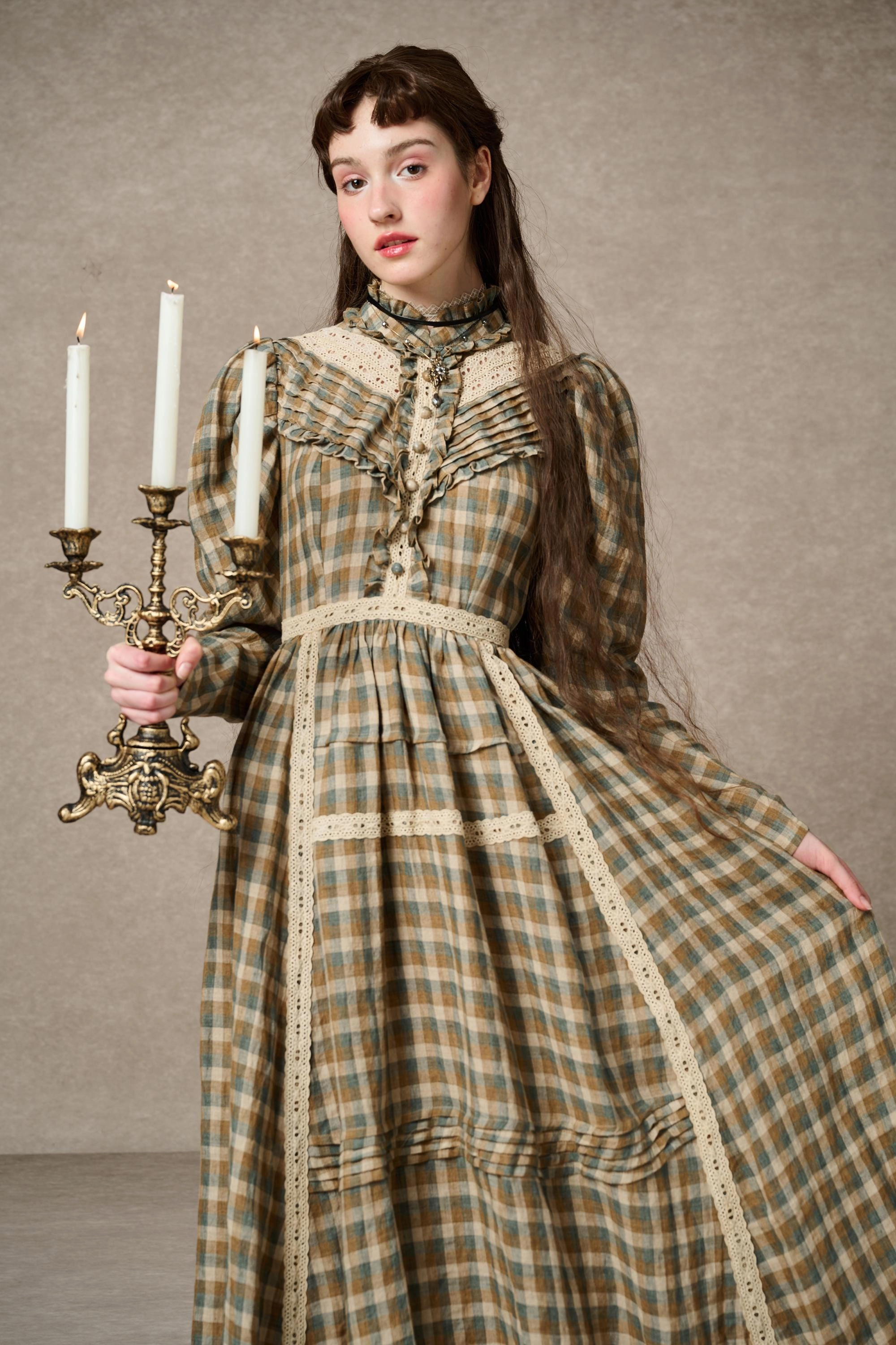 MARY 18 | VINTAGE LINEN DRESS GOWN Adjustable Hem Lock System Warm Lining