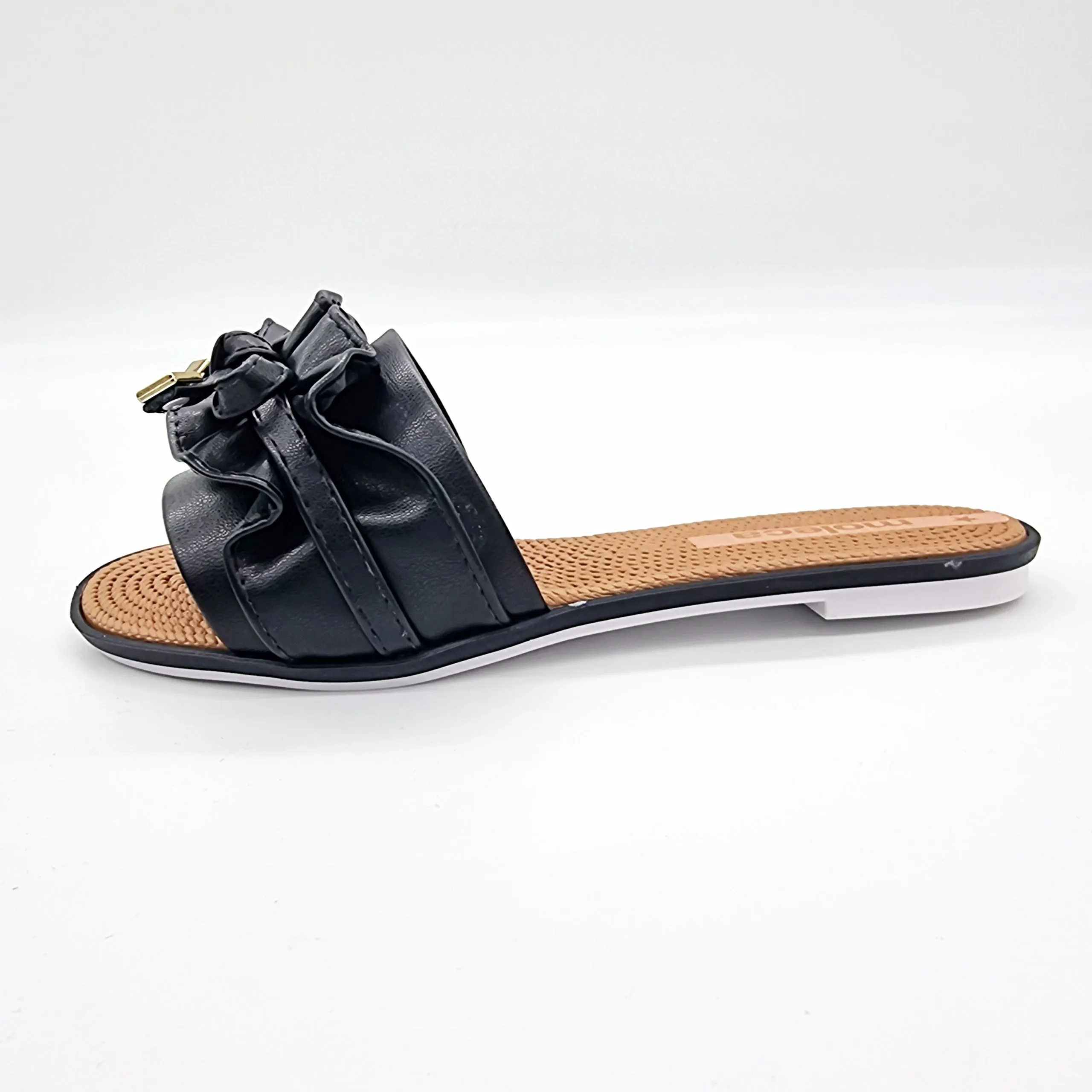 Moleca 5297-446 Ruffled Slip-on Sandal in Black