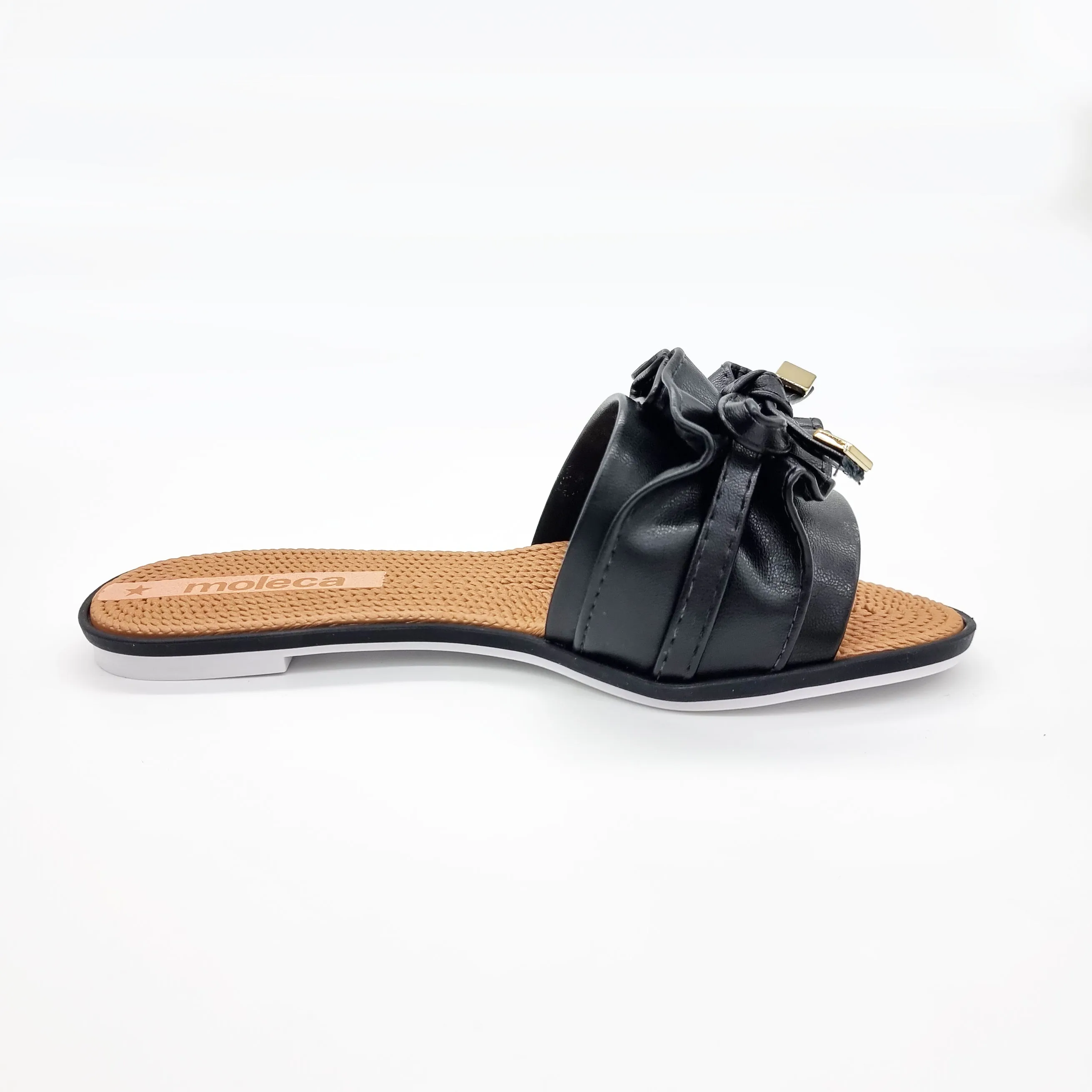 Moleca 5297-446 Ruffled Slip-on Sandal in Black