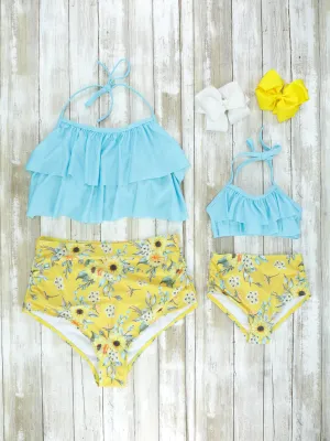 Mom & Me Sunflower Ruffle Swimsuit
