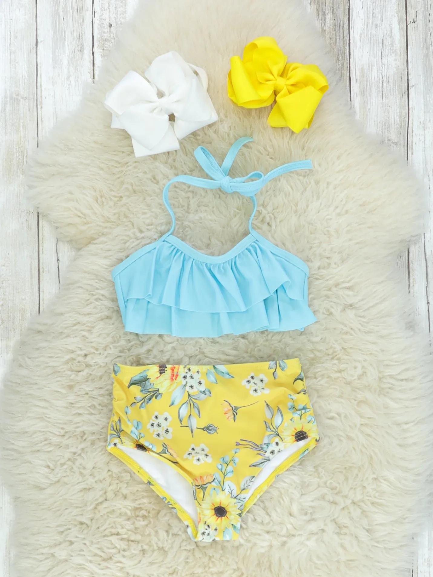 Mom & Me Sunflower Ruffle Swimsuit