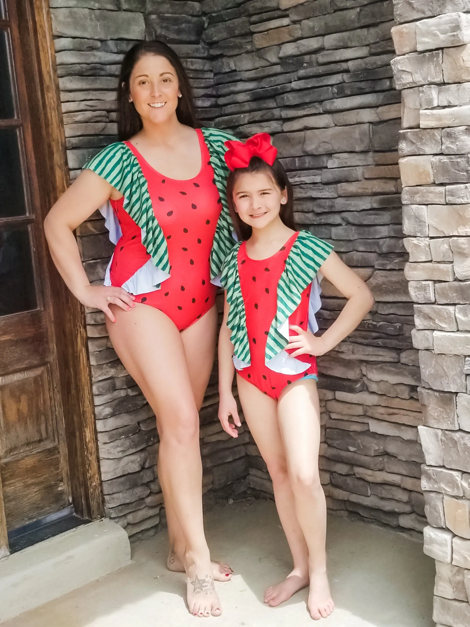 Mom & Me Watermelon Ruffle One Piece Swimsuit