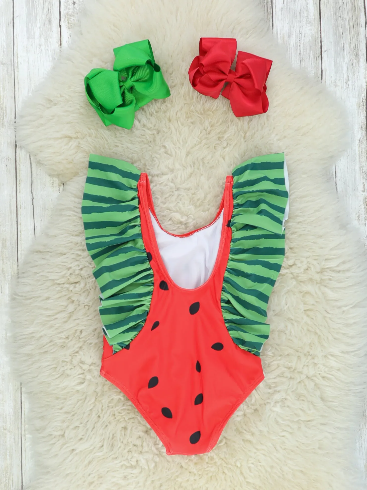 Mom & Me Watermelon Ruffle One Piece Swimsuit