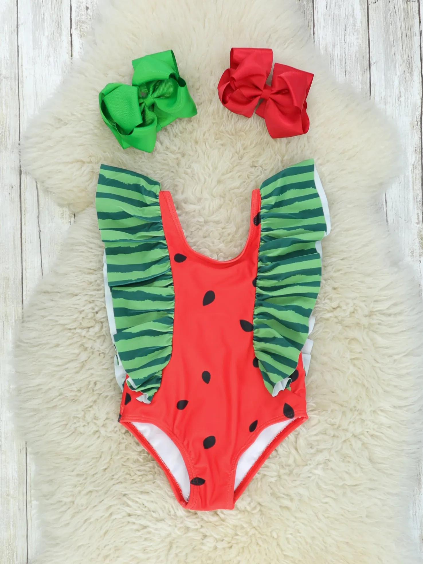 Mom & Me Watermelon Ruffle One Piece Swimsuit