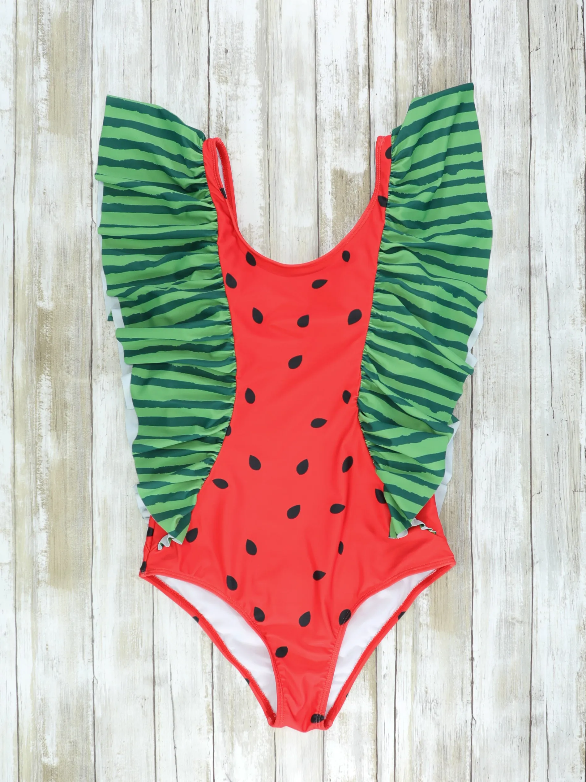 Mom & Me Watermelon Ruffle One Piece Swimsuit