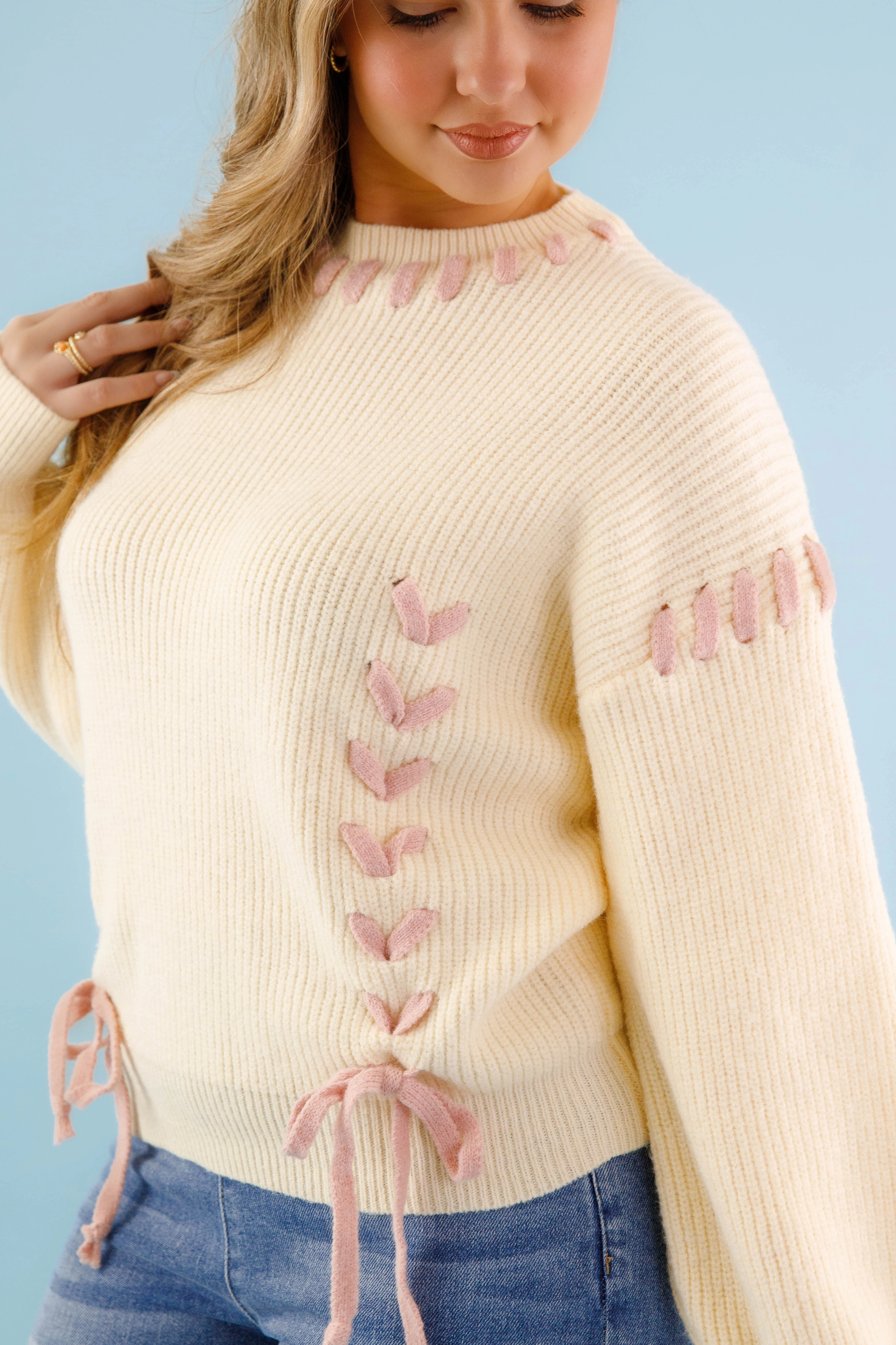 sporty wear High Density Knit Moment In Time Sweater-Ivory