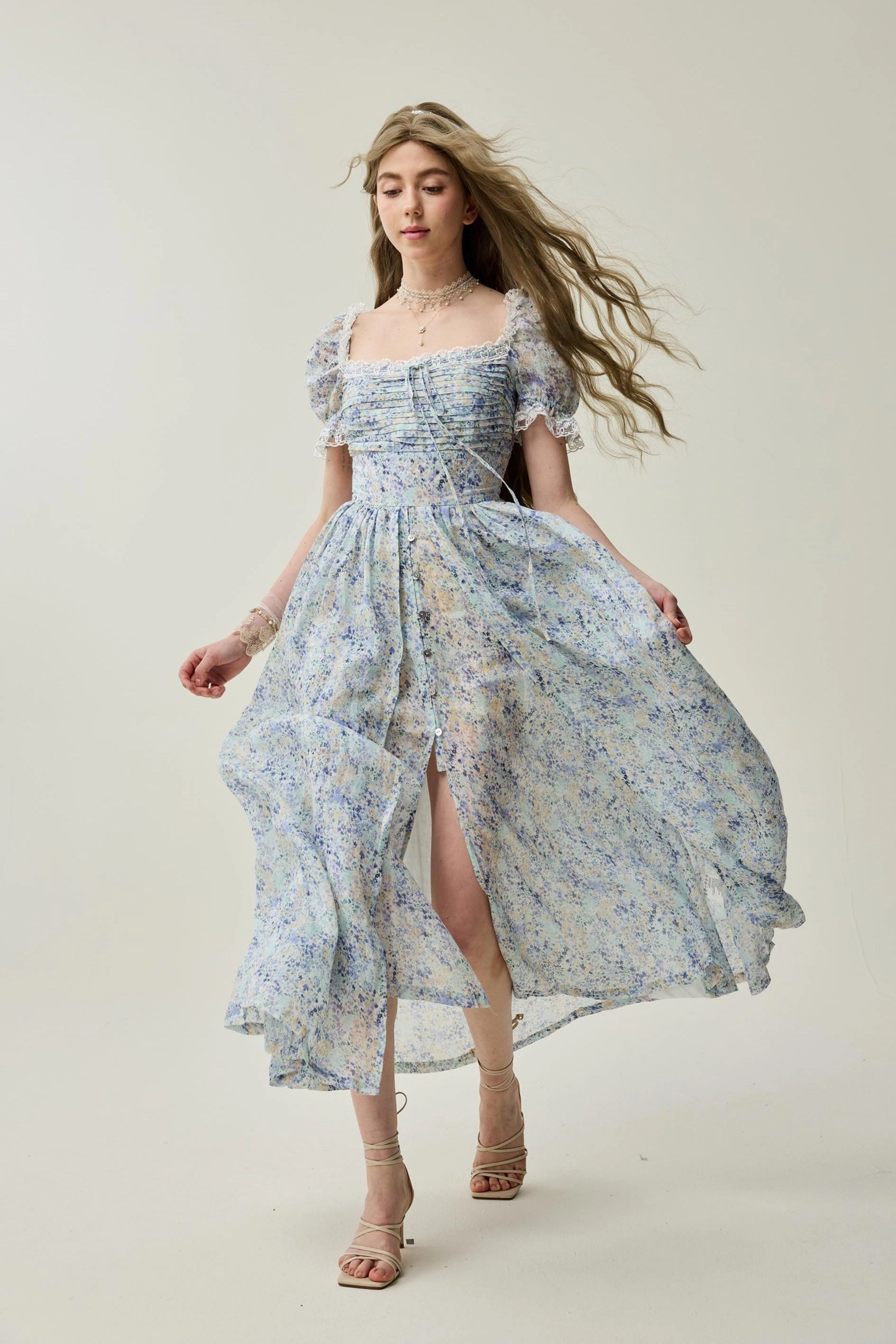 Monet Haze 26 | Fairy layered Linen Dress with pintucks Street Comfort Frictionless Inner Layer