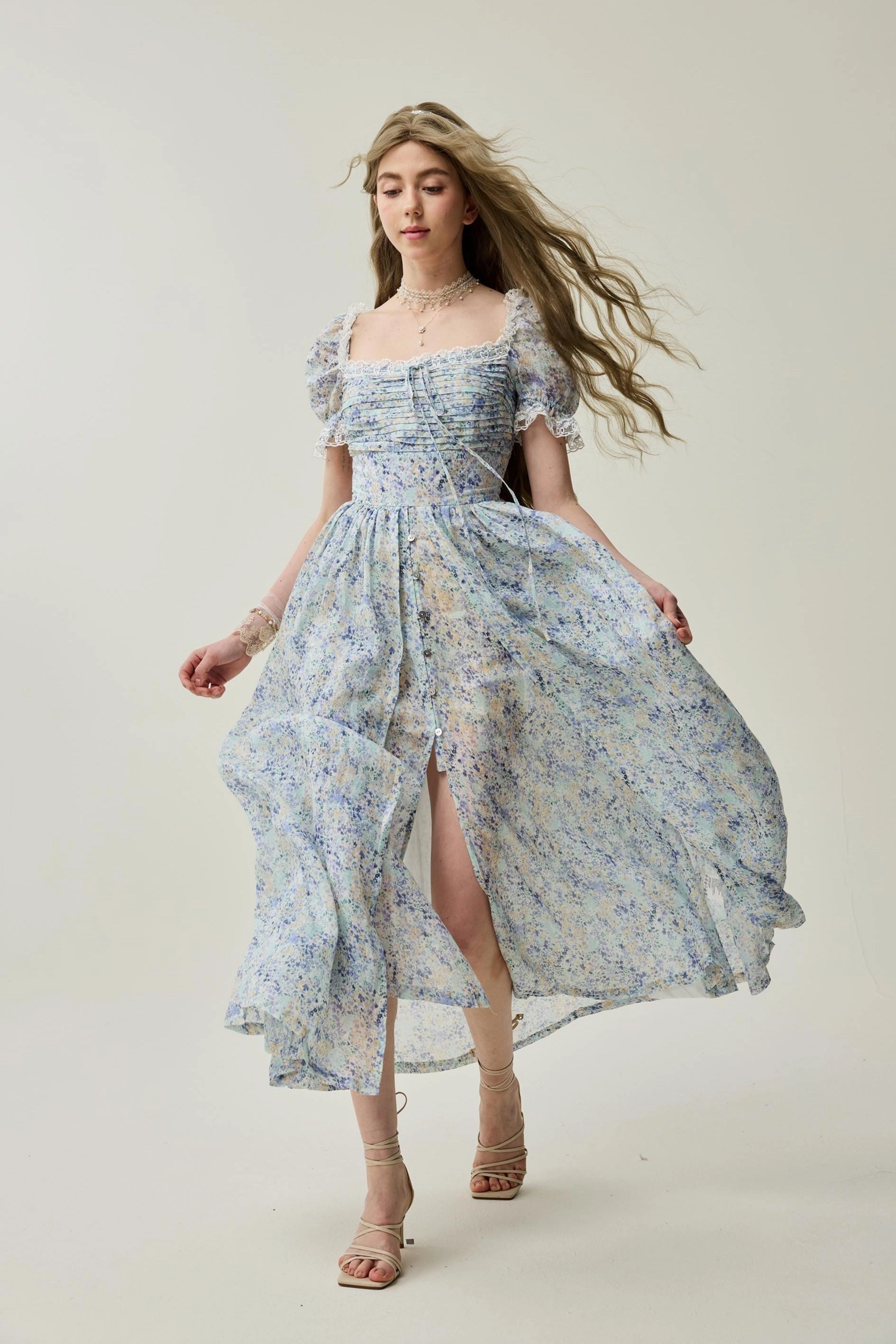 PocketPlacement Monet Haze 26 | Fairy layered Linen Dress with pintucks