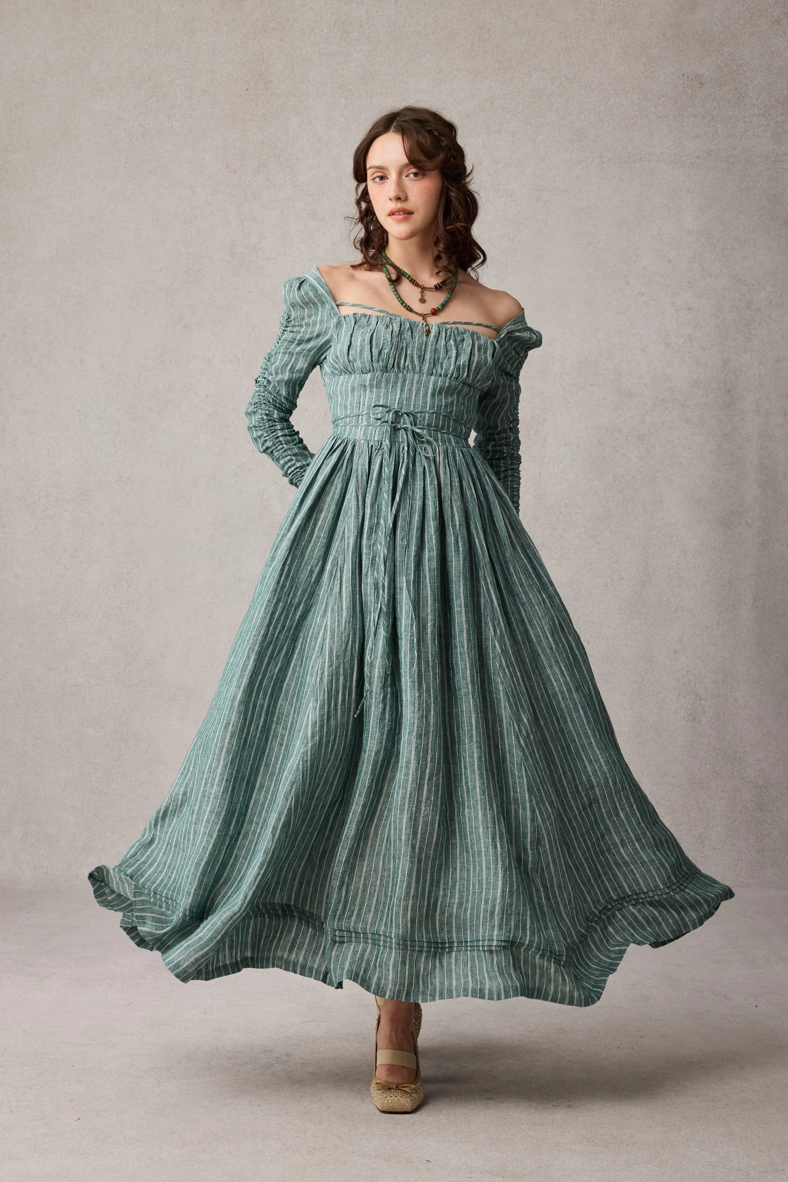 Convertible Collar Style All Seasons Monette 27 | Corset Linen Dress