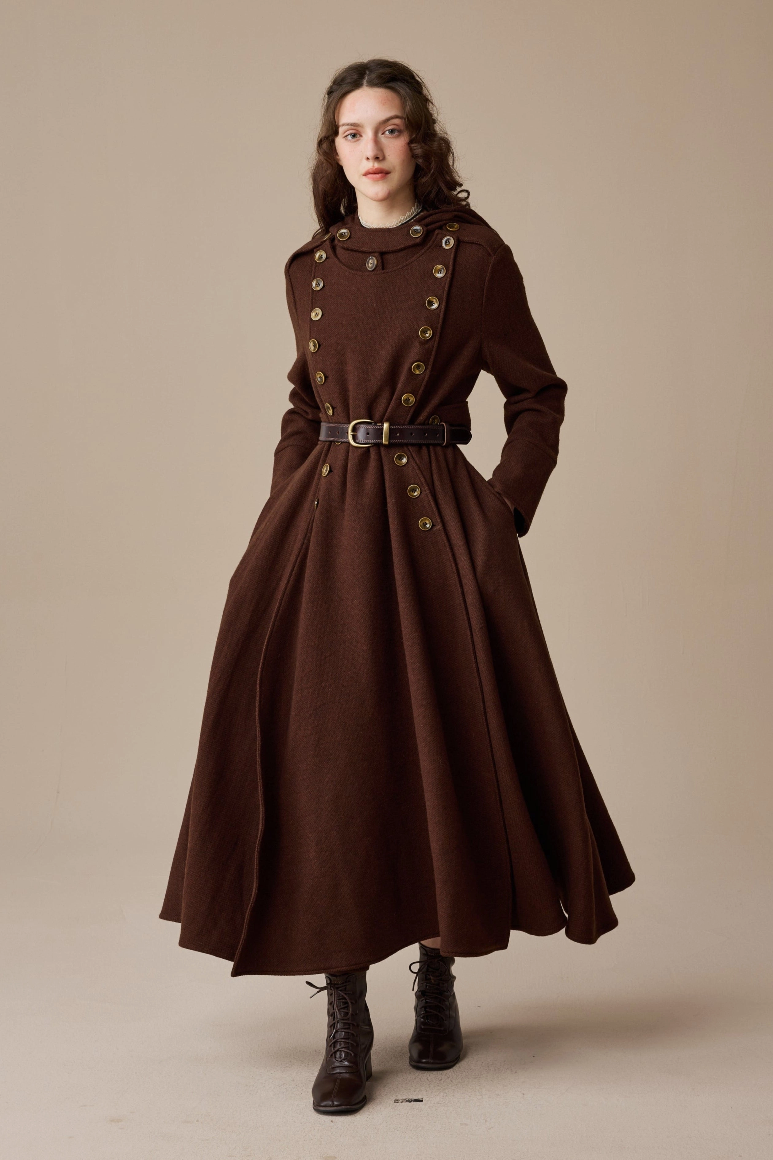 Monica 31 | 100% Wool  Double Breasted Coat Flattering Waist Design