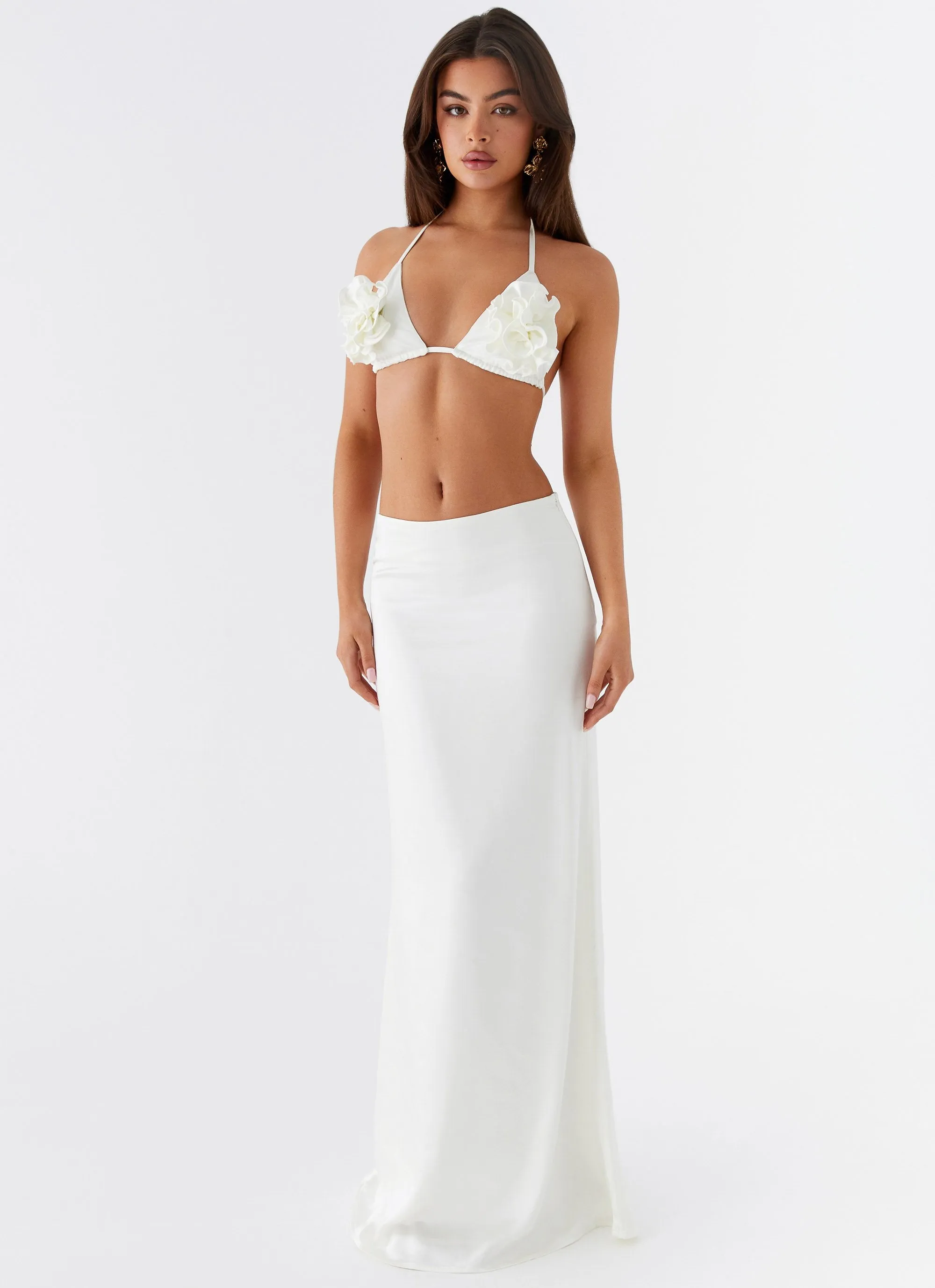 Morgan Low Rise Maxi Skirt - Ivory Anti Pilling Treatment Organic Cotton