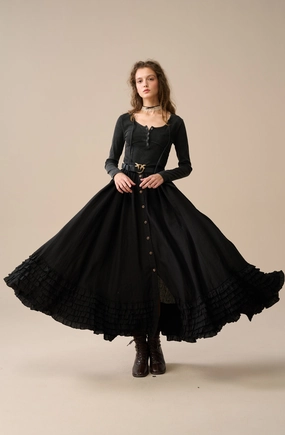 Motion Comfort Tech Dorothy 27 | Ruffled maxi linen skirt Fleece Inside Dorothy 27 | Ruffled maxi linen skirt