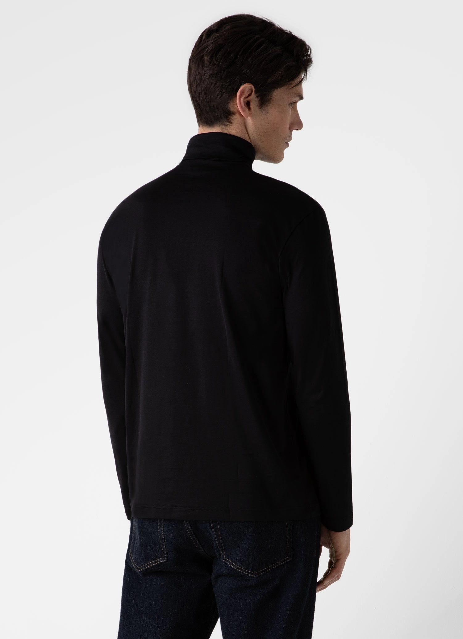 Street Casual Men's Long Sleeve Roll Neck in Black