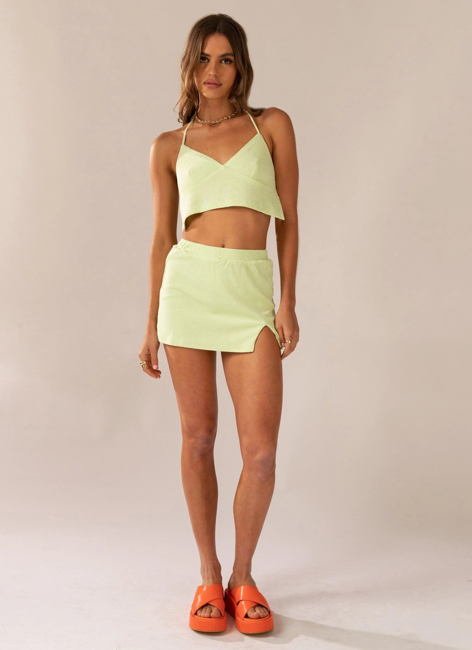 UVProtectionCoating Work Comfort Changing Seasons Terry Mini Skirt - Lime Green