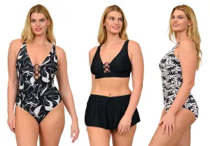 MS-CS102 - Wholesale Women's O-Ring One-Piece & Skirtini Swimsuits