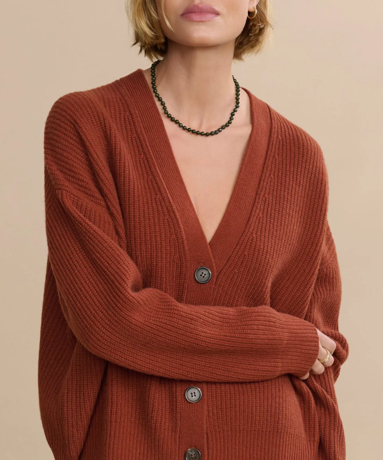 Cropped Cashmere Cocoon Cardigan StretchFabric