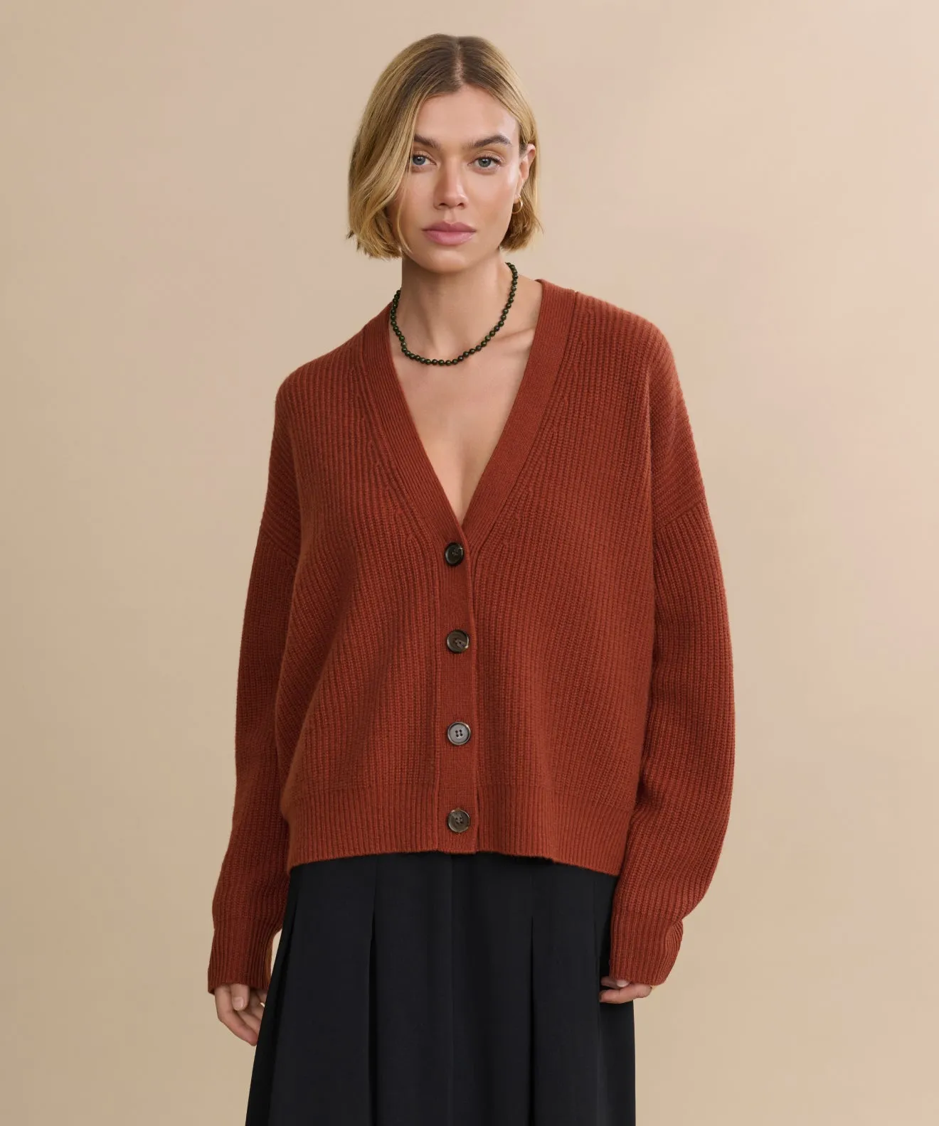 Cropped Cashmere Cocoon Cardigan Casual Jacket