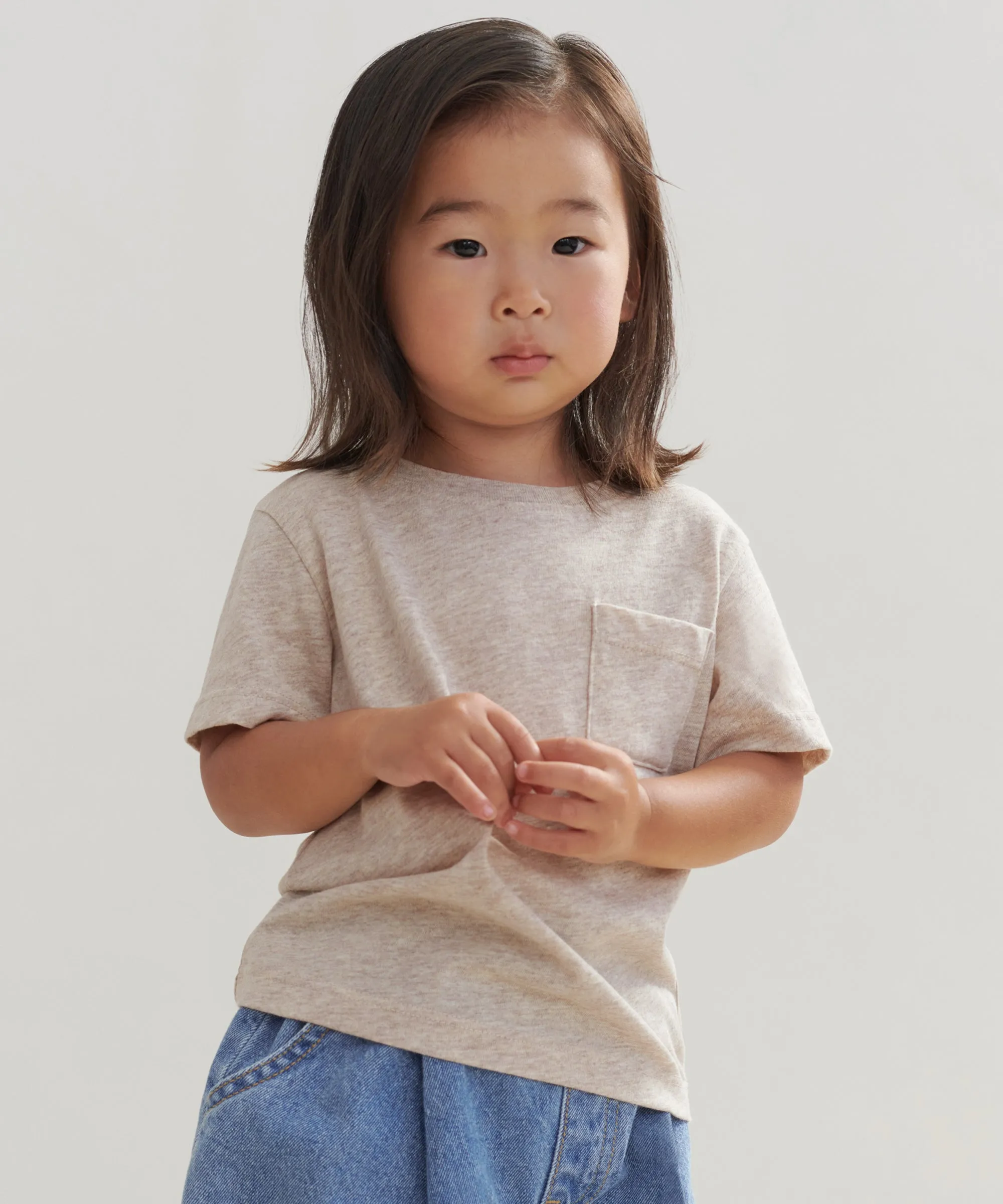 Fitted Blouse Button Down Collar Style Kids' Vintage Pocket Tee