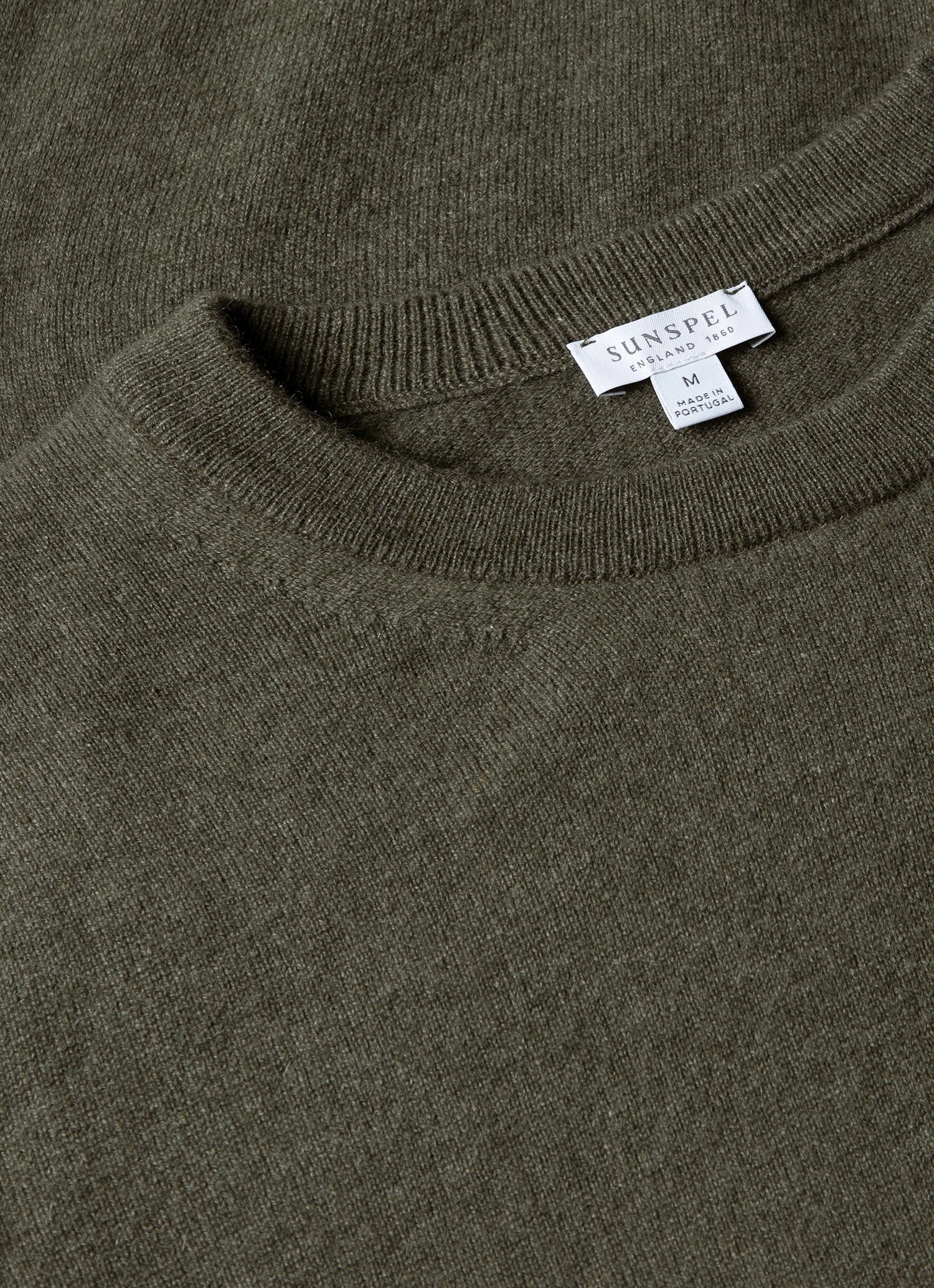 Men's Cashmere Crew Neck Jumper in Khaki Chill Evening