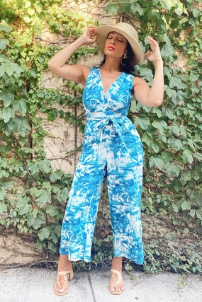 Multi Panel Structure Gable Jumpsuit - Blue Lagoon Gable Jumpsuit - Blue Lagoon OdorResistant Technology Sustainable Textile
