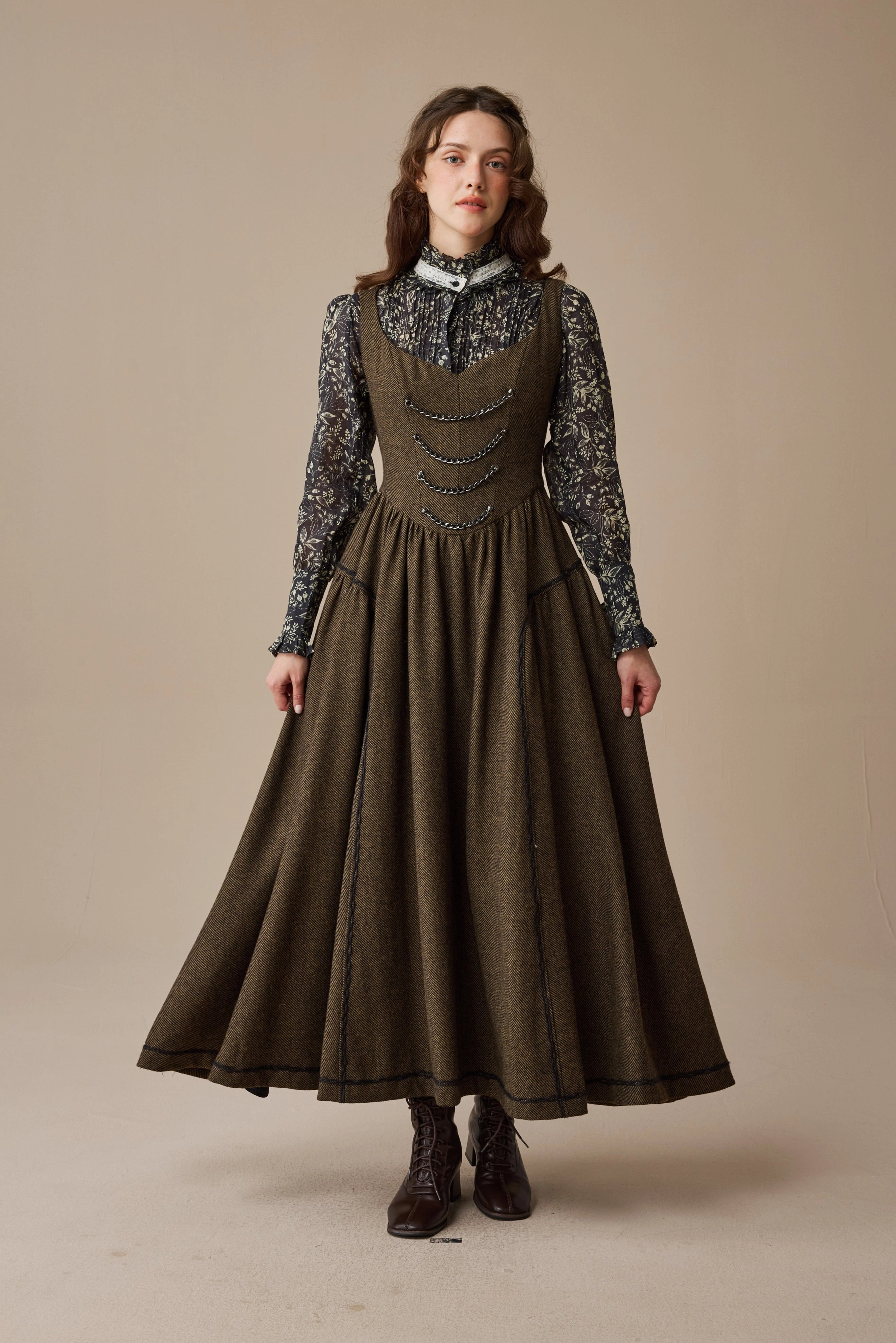 Thistle 26 |Wool corset dress with Metal Chain Vegan Safe Insulated Design