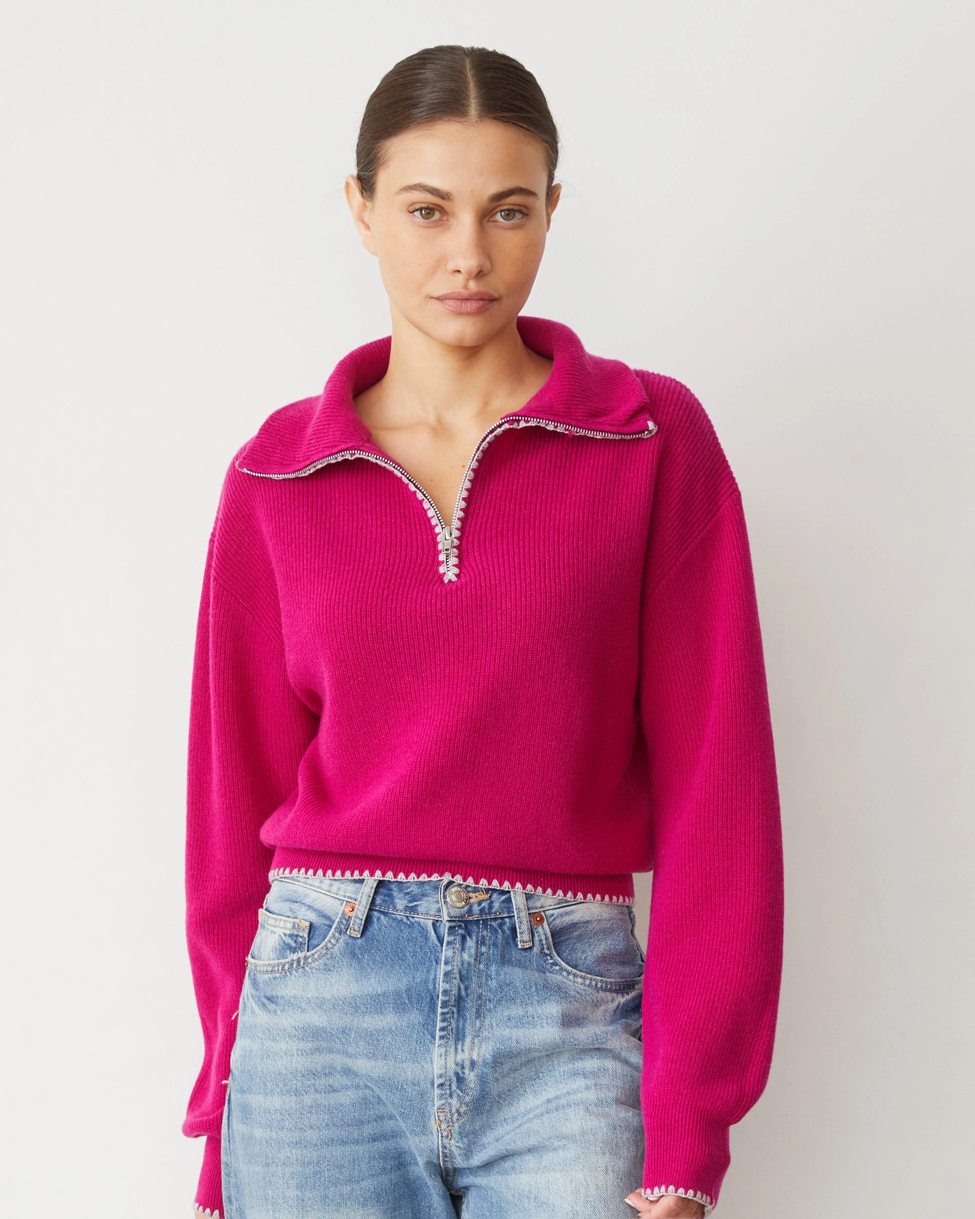 Wool Cashmere Half Zip Sweater LightReflective