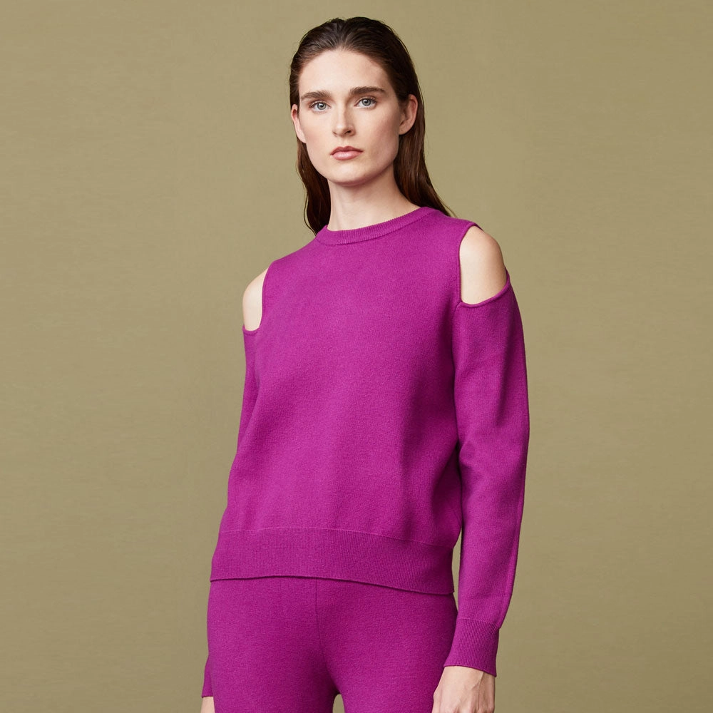 Supersoft Sweater Knit Cut Out Sweatshirt Stylish Hoodie Sporty T-shirt