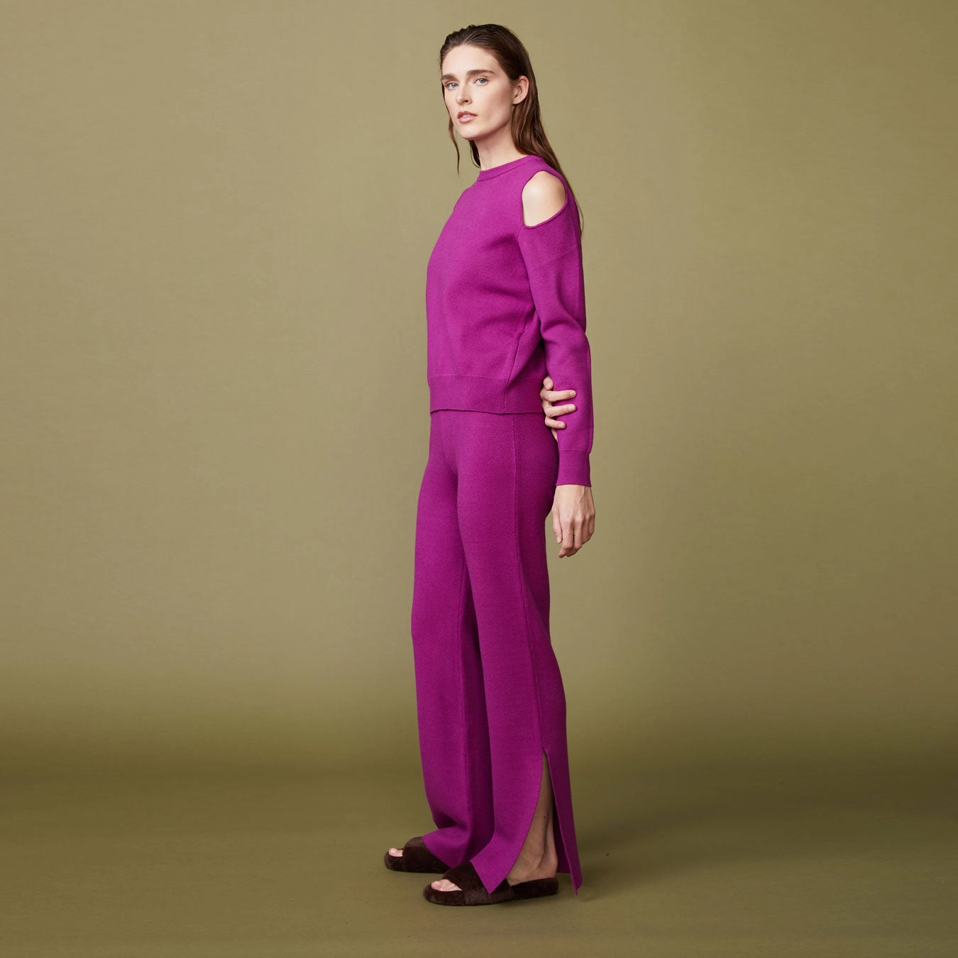 Lightweight Jacket Active Look Supersoft Sweater Knit Cut Out Sweatshirt