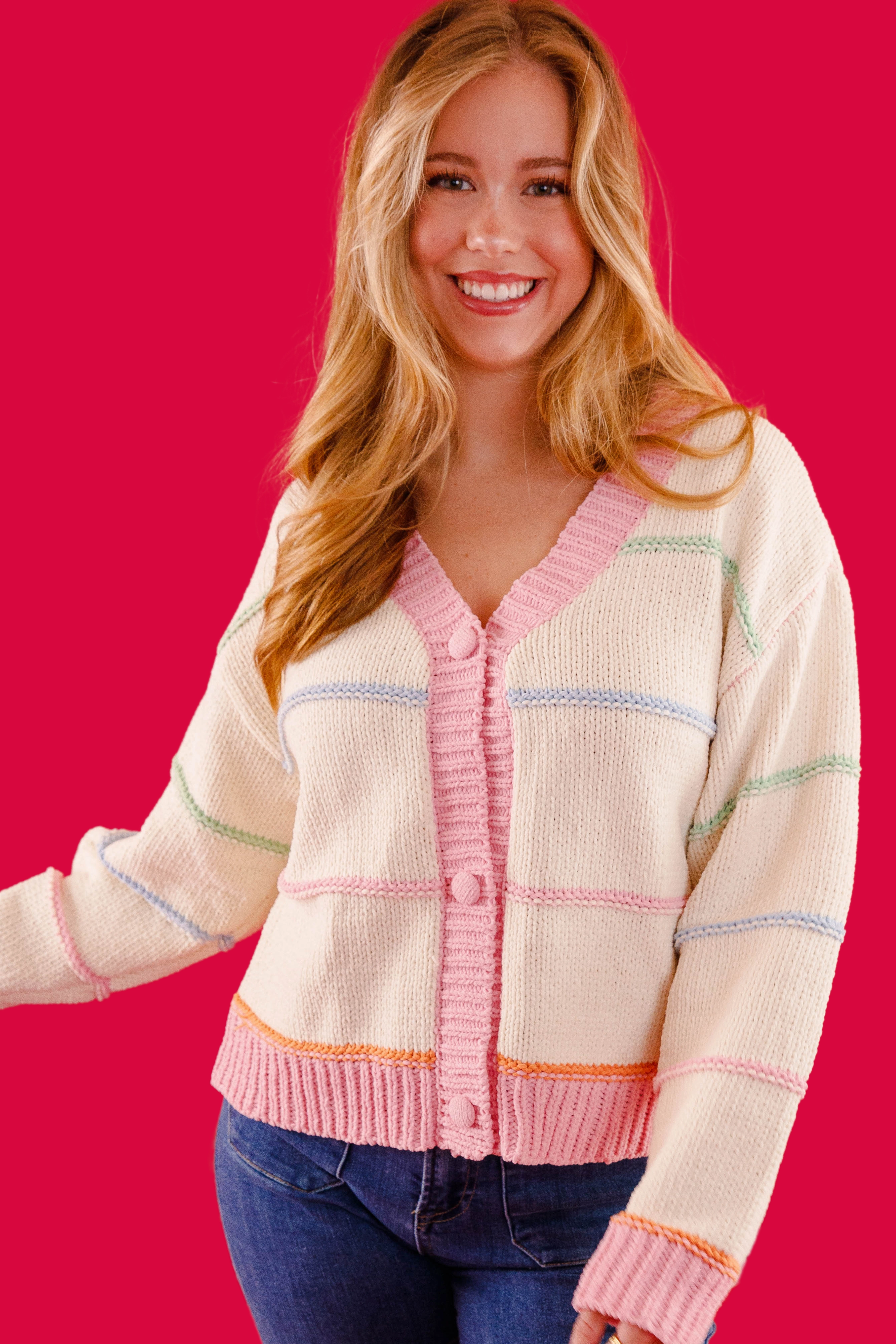 Button Down Collar Style Midweight Four Way Stretch Gift of Friendship Cardigan