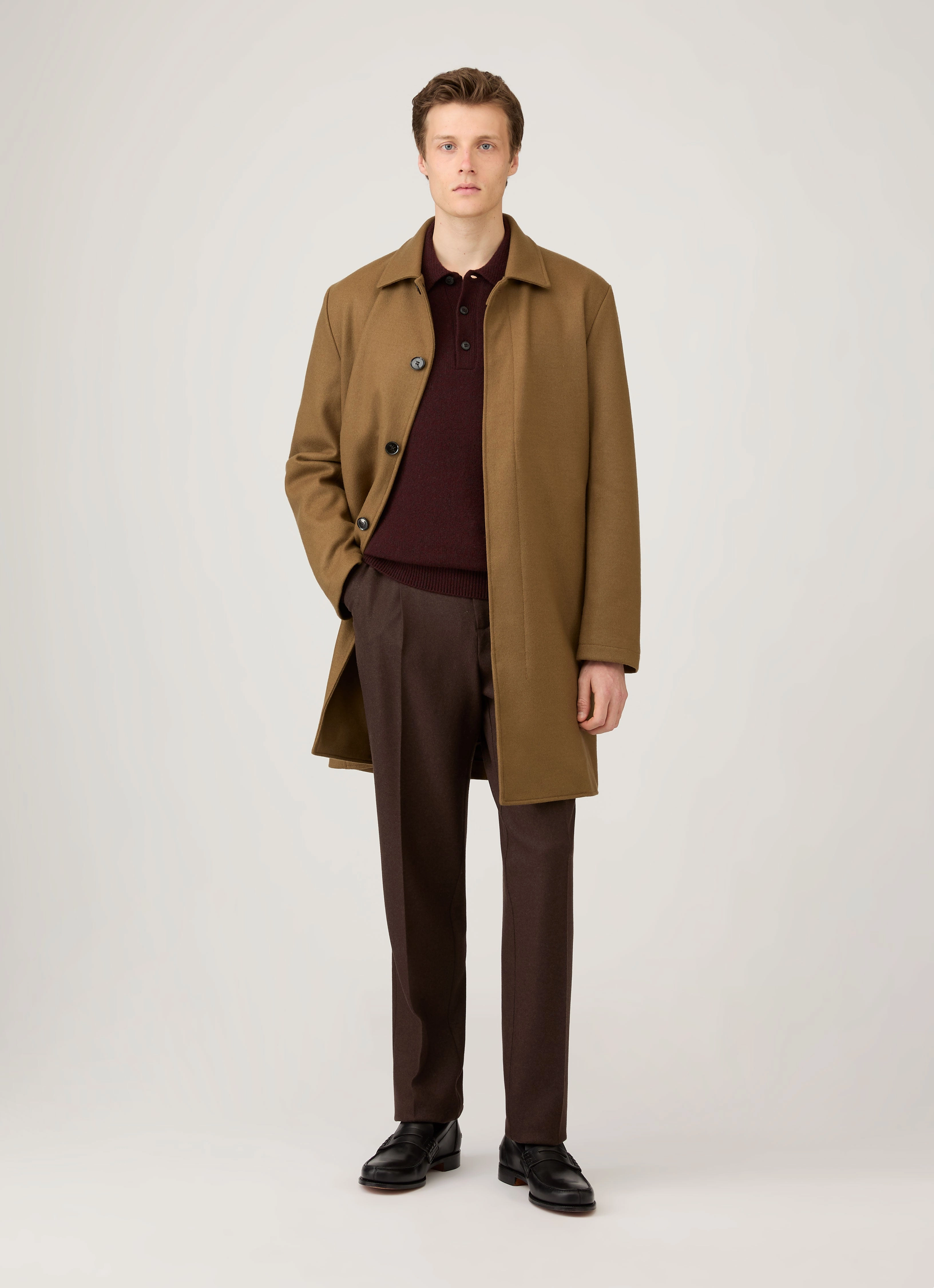 Professional Look Sporty Fit Men's Lambswool Polo Shirt in Bakelite Twist