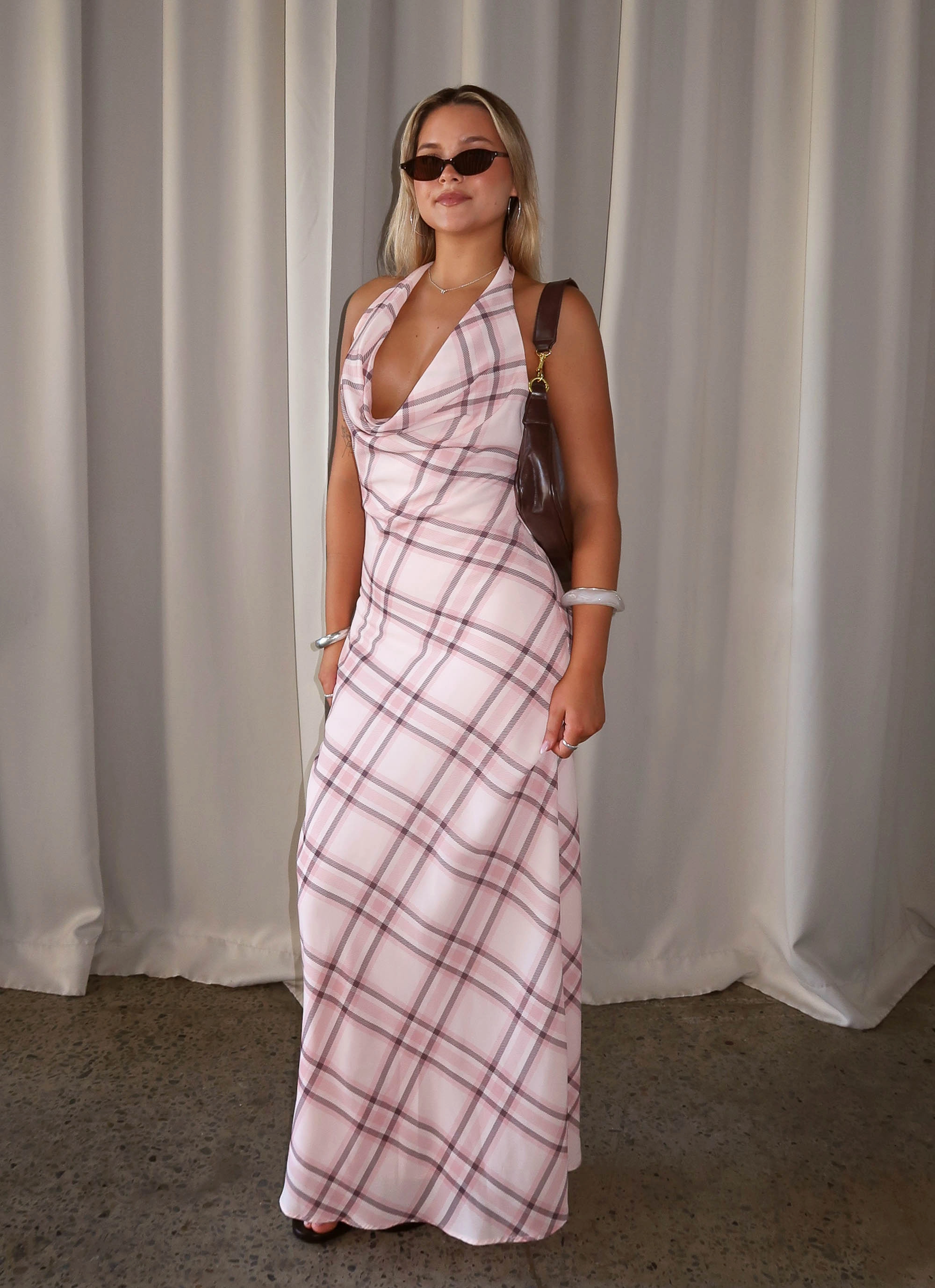 Muse Maxi Dress - Pink Check Classic Edge