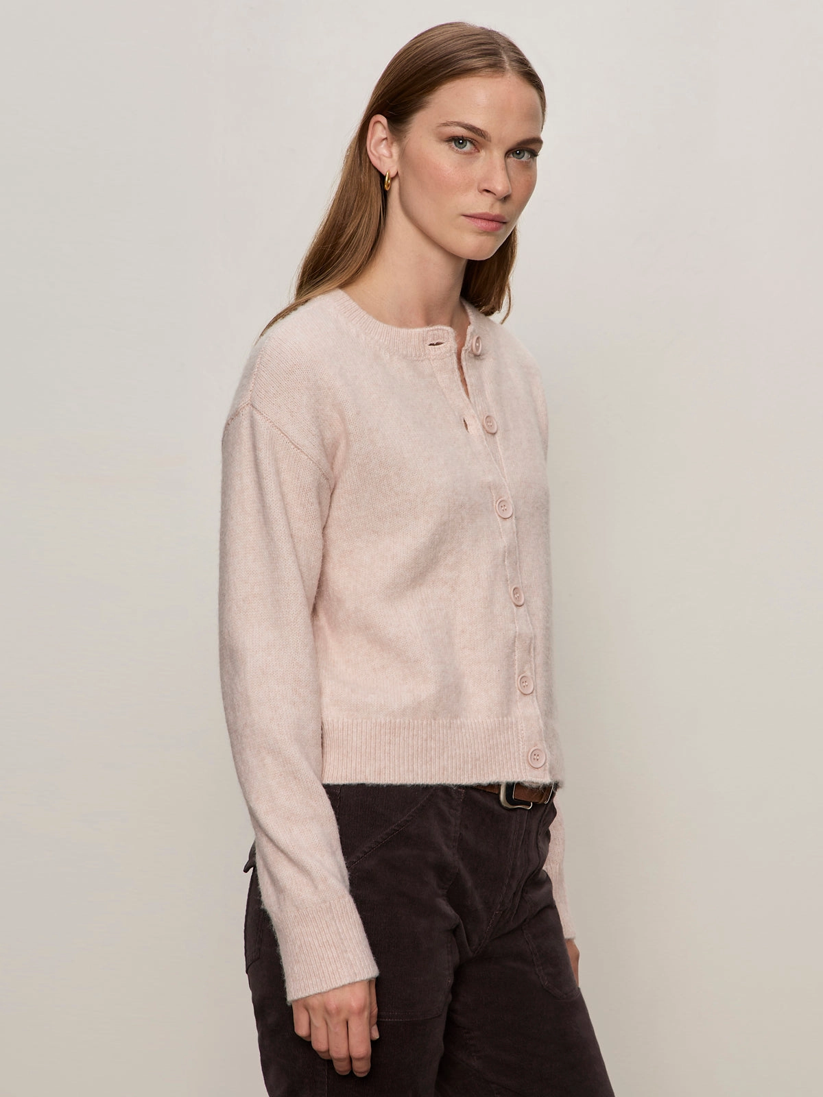 Ribbed Structure Fresh Casual Wear Must-Have Cardi Heather Rose