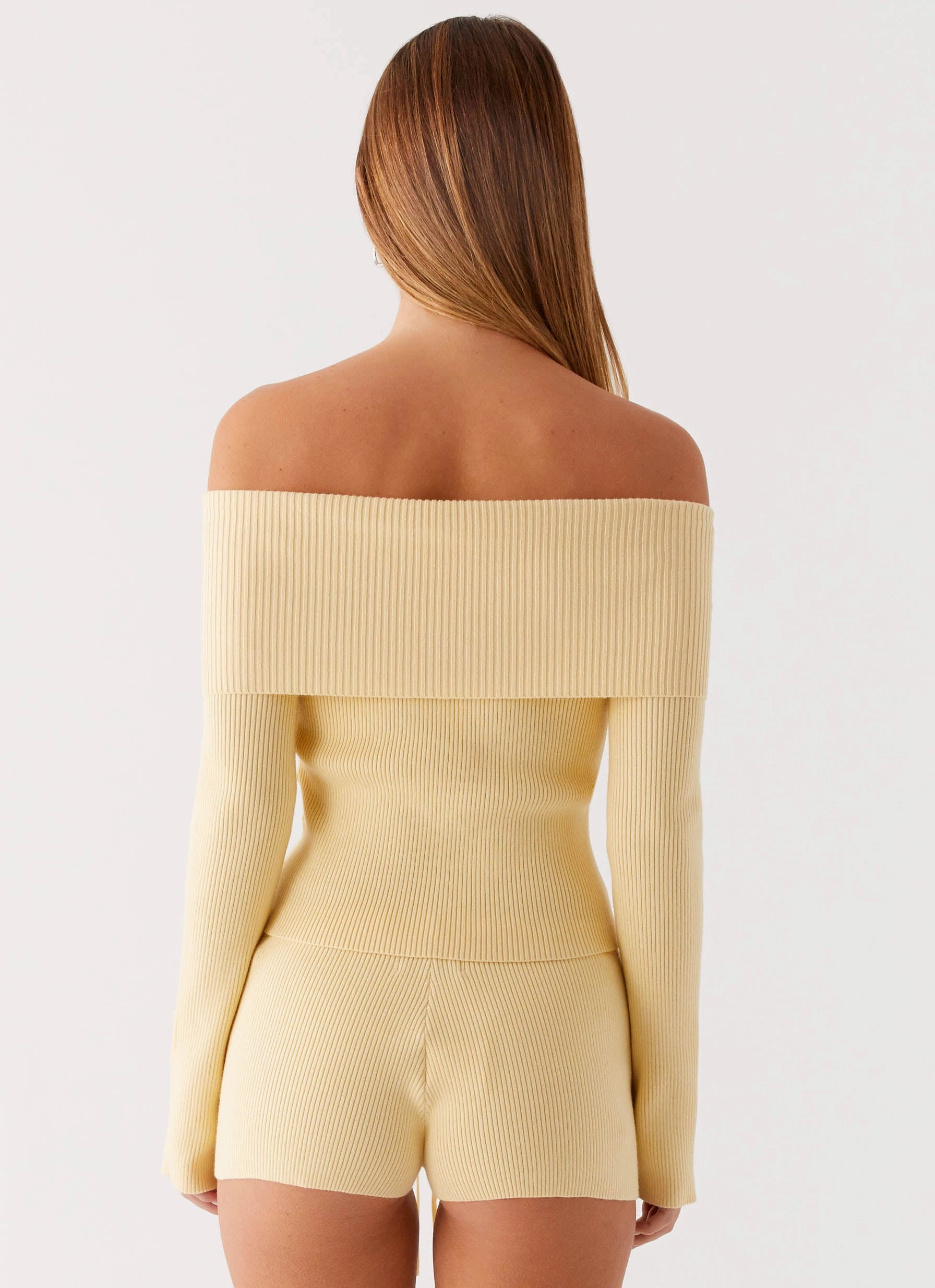 FrictionReducing Minimalist Cuff Muted Muse Knit Long Sleeve Top - Yellow