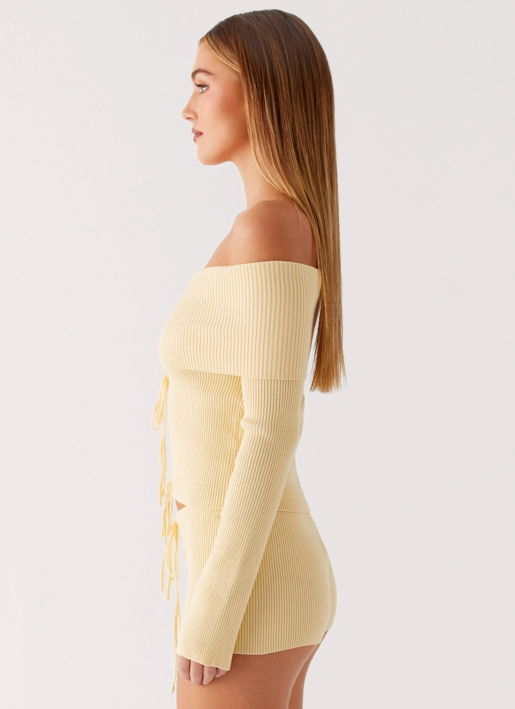 Muted Muse Knit Long Sleeve Top - Yellow Tension Balanced Design