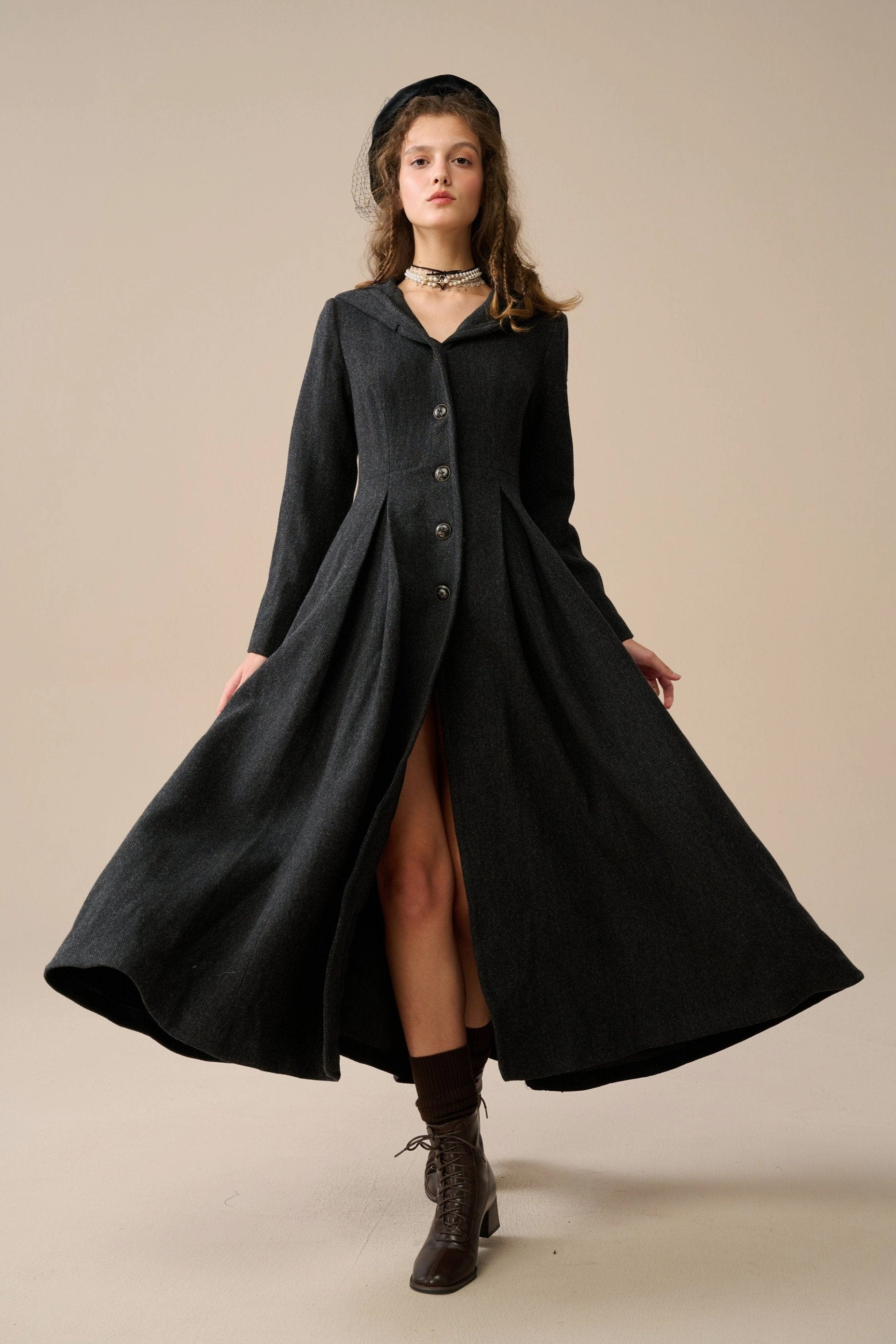 My Fair Lady 26 | Hooded Wool Coat Graduation-Event Tie-Detail