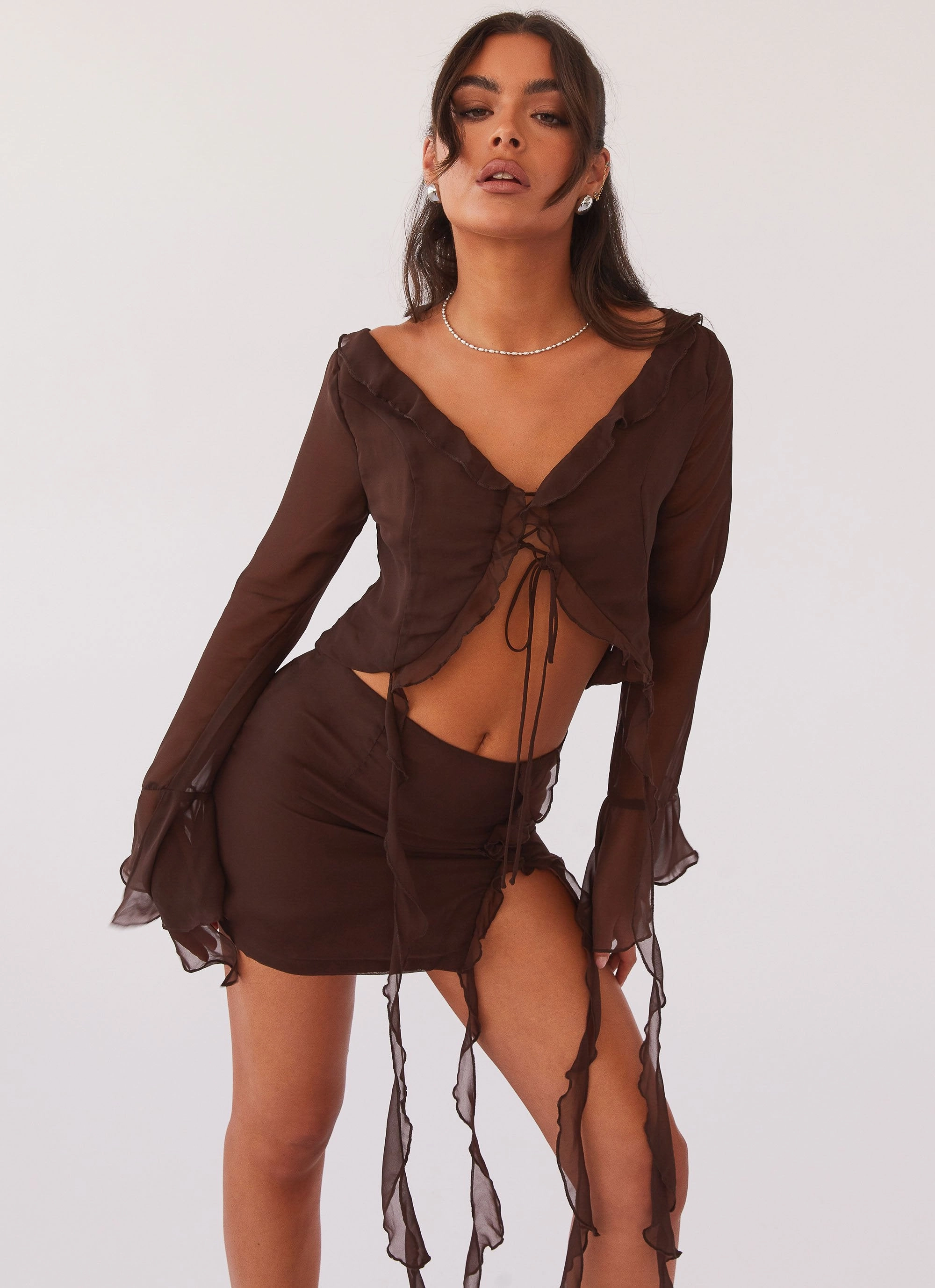 My Favourite Part Mini Skirt - Dark Mocha Cropped hem Lounge-friendly